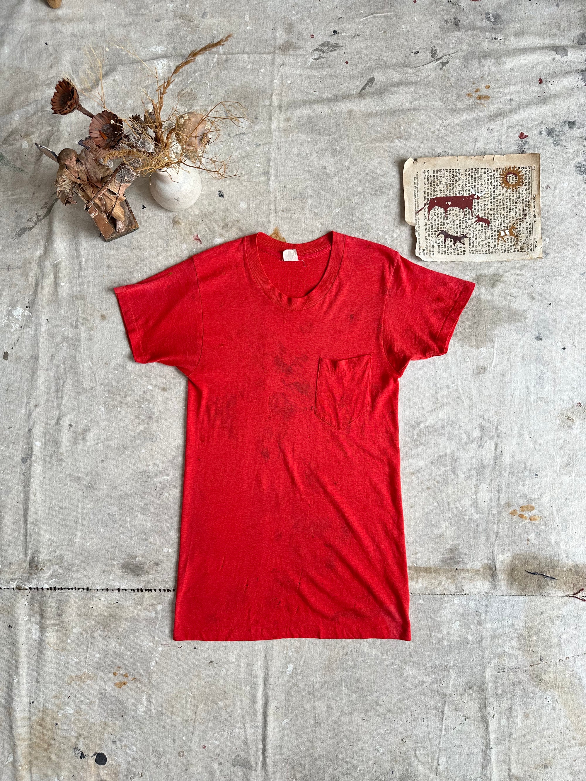 1980s Well Worn Red Pocket Tee