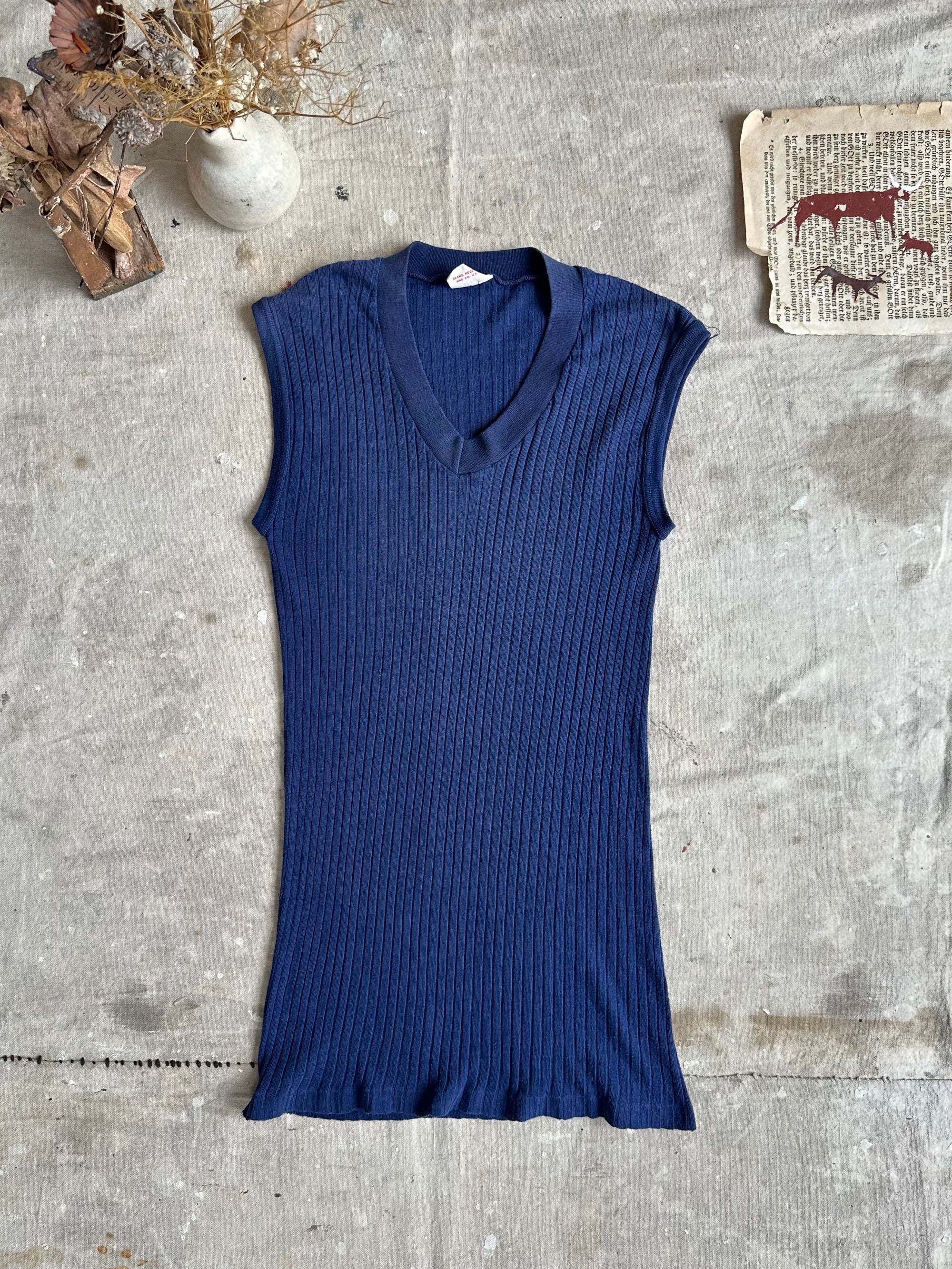 1970s Paper Thin Ribbed Tank Top