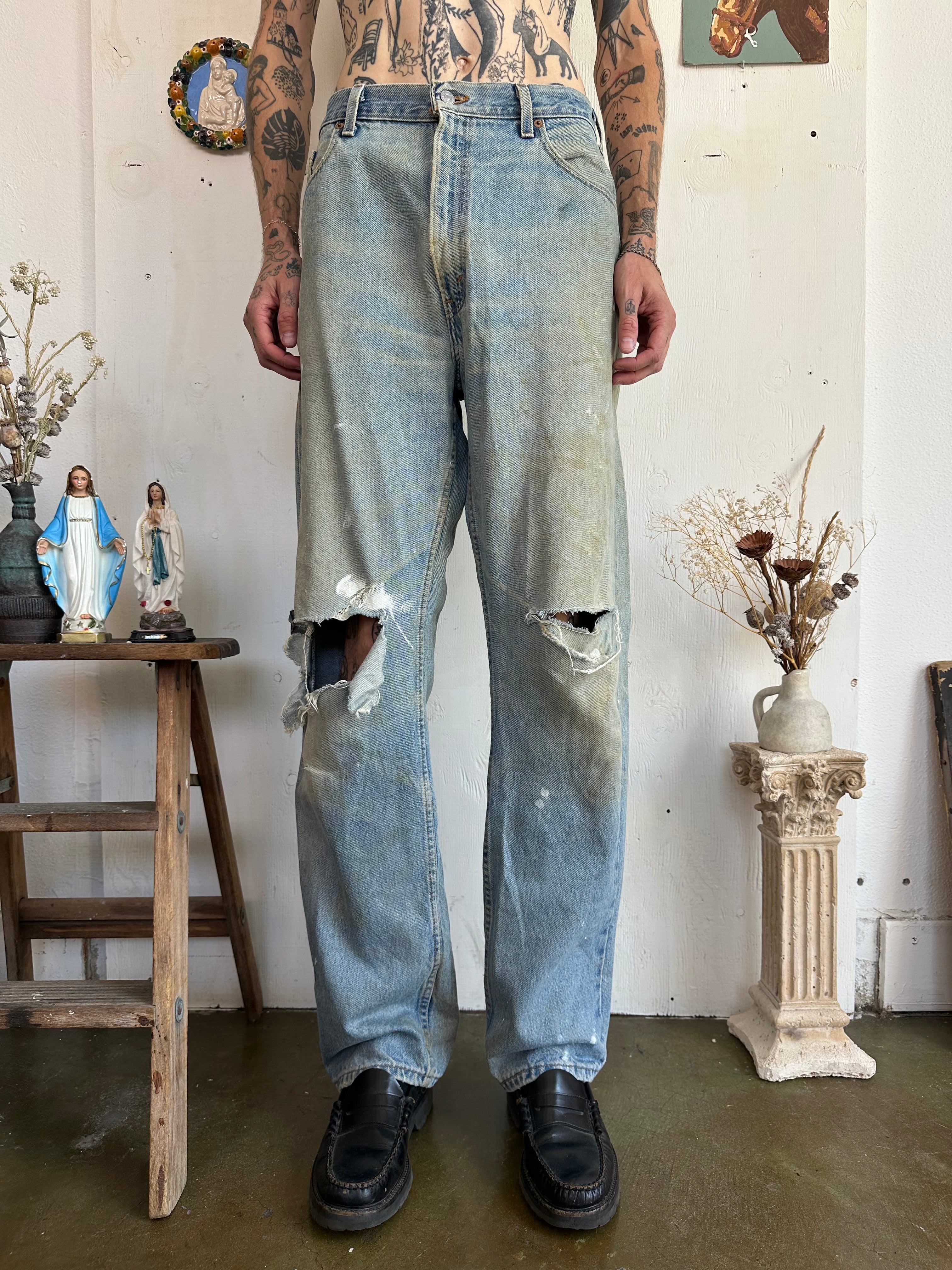 1990s Thrashed Made in the USA Levis 505s (36/31)
