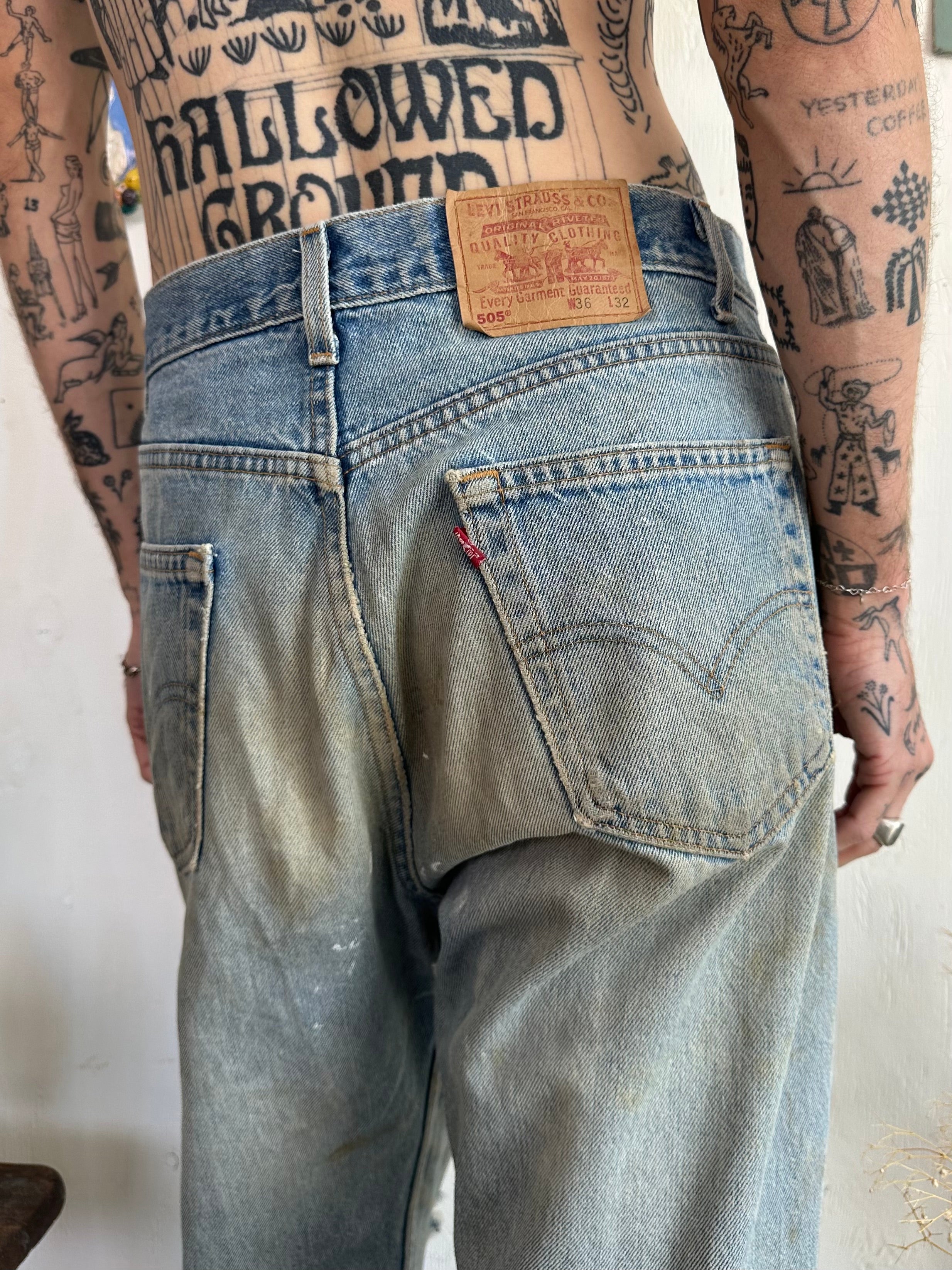 1990s Thrashed Made in the USA Levis 505s (36/31)