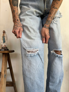1990s Thrashed and Repaired GAP Straight Leg Denim (34/32)