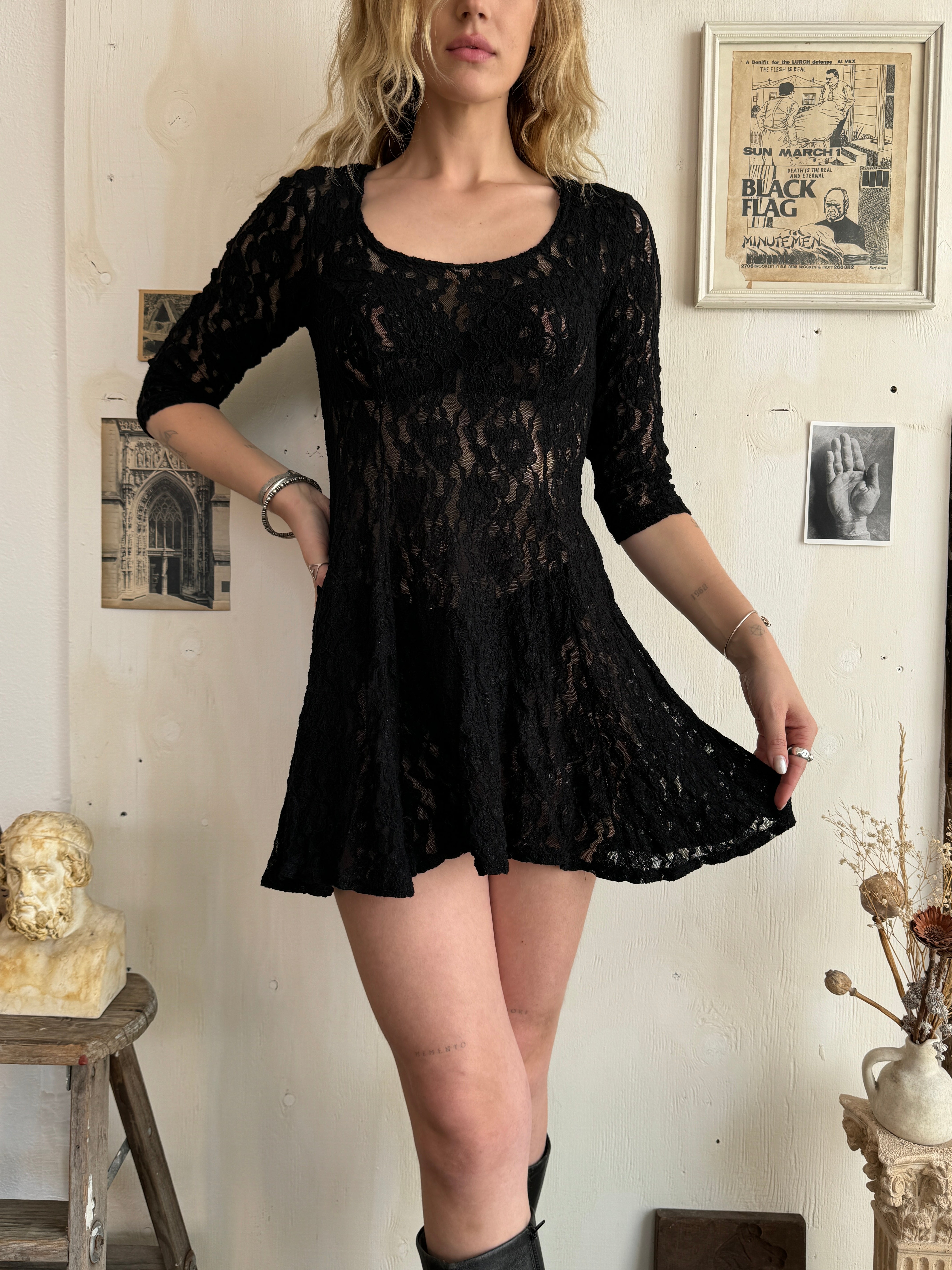 1990s Lace Mini Dress (XS/S)