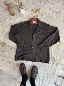 1960s Camp Collar Shadow Plaid Flannel (Boxy M/L)