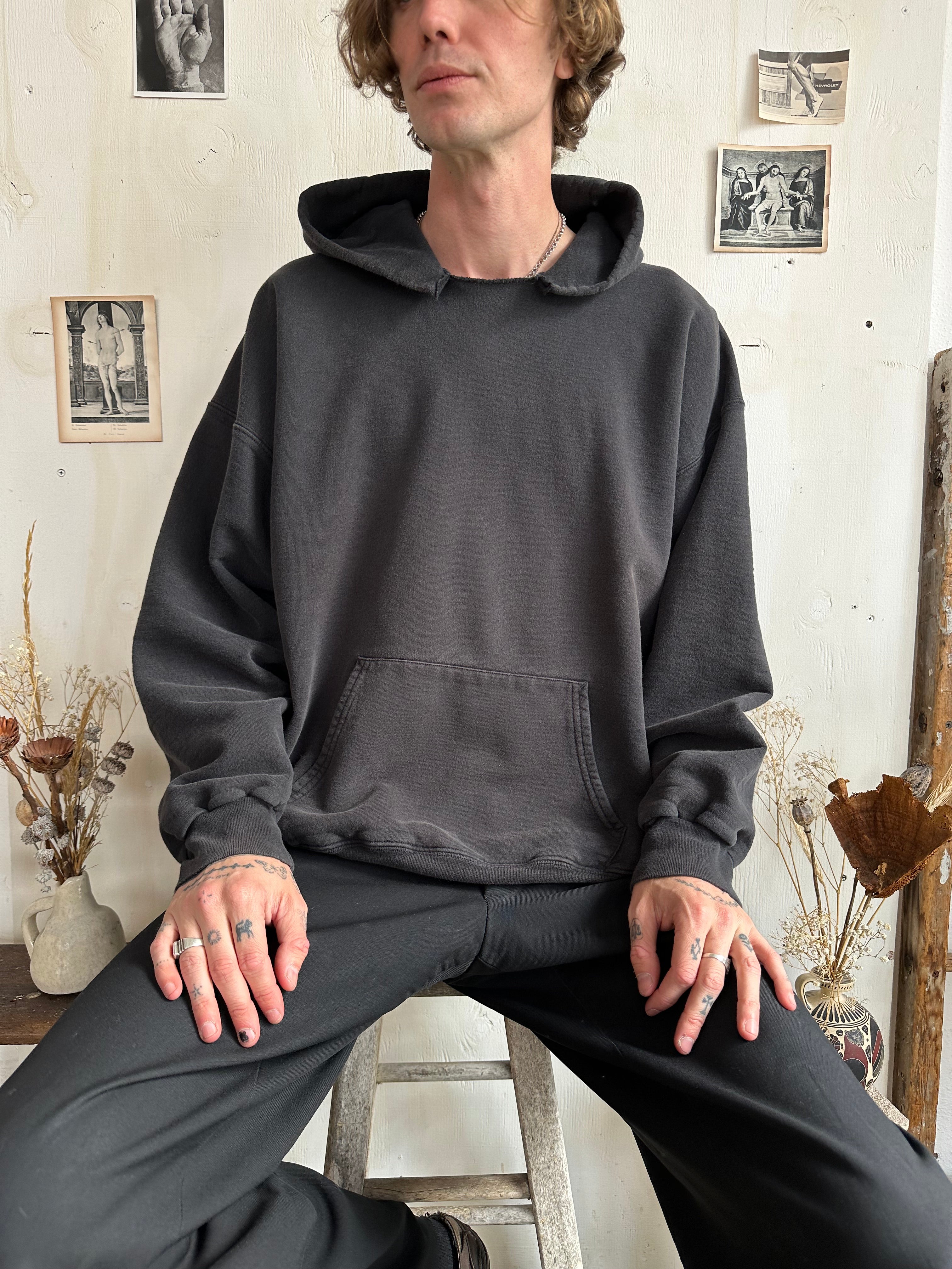 1980s Faded Thick Black Hoodie (Boxy XL)