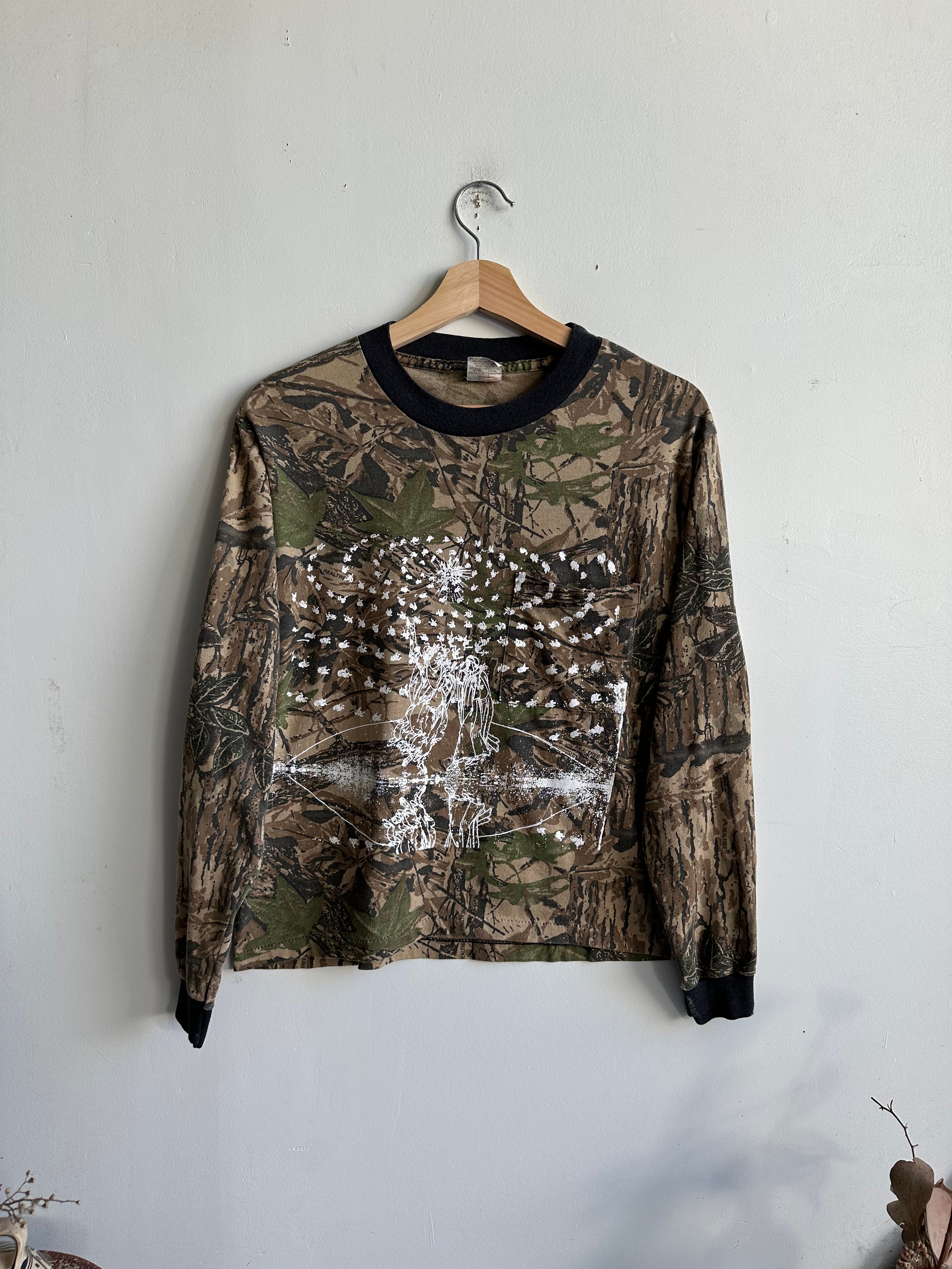 1990s Screen-Printed Camo Pocket Long Sleeve (S/M)