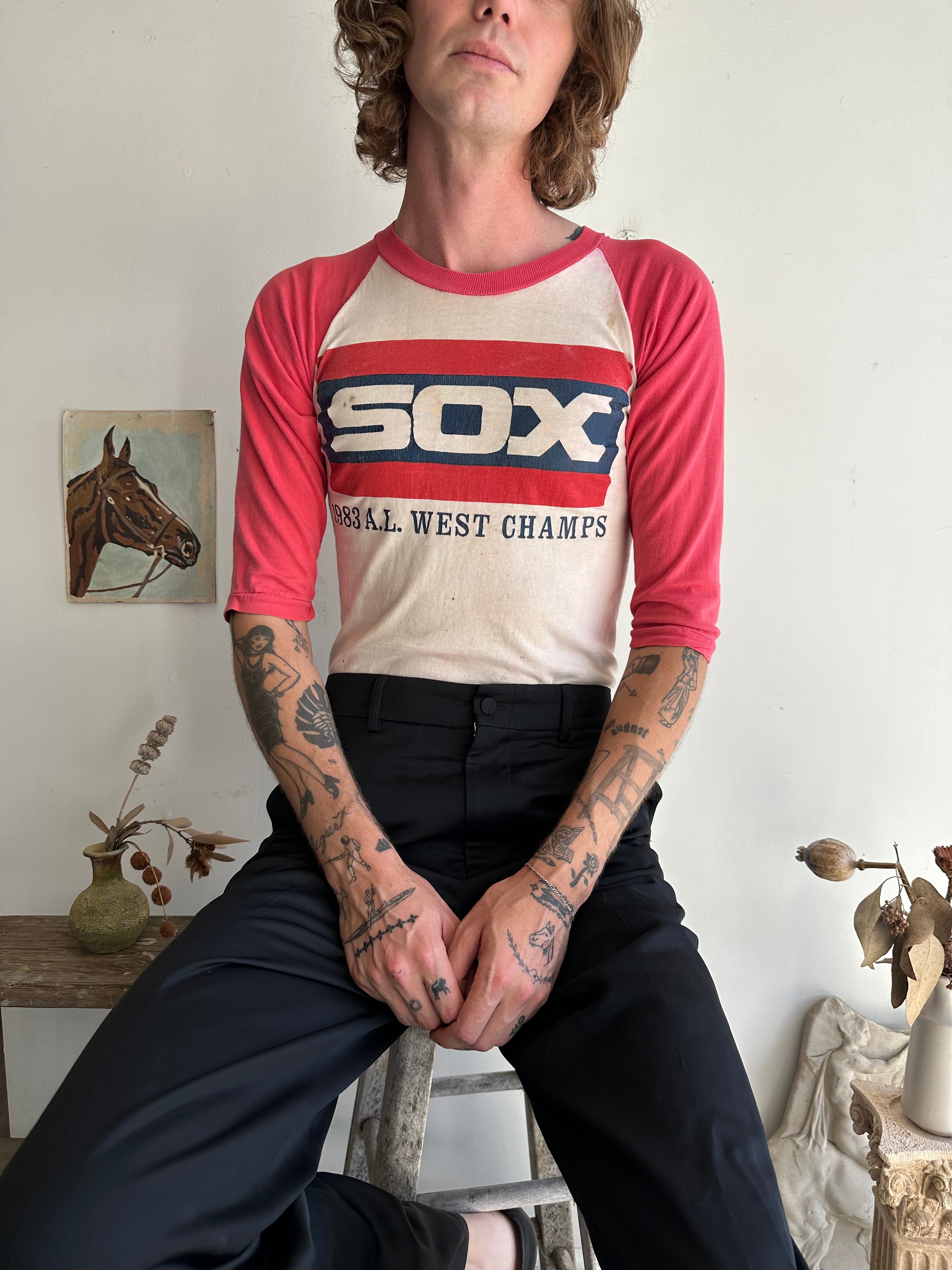 1970s Thrashed Sox Long Sleeve (S/M)