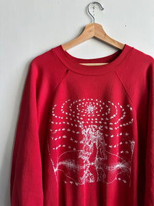 1980s Screen-Printed Red Sweatshirt (Boxy XL)