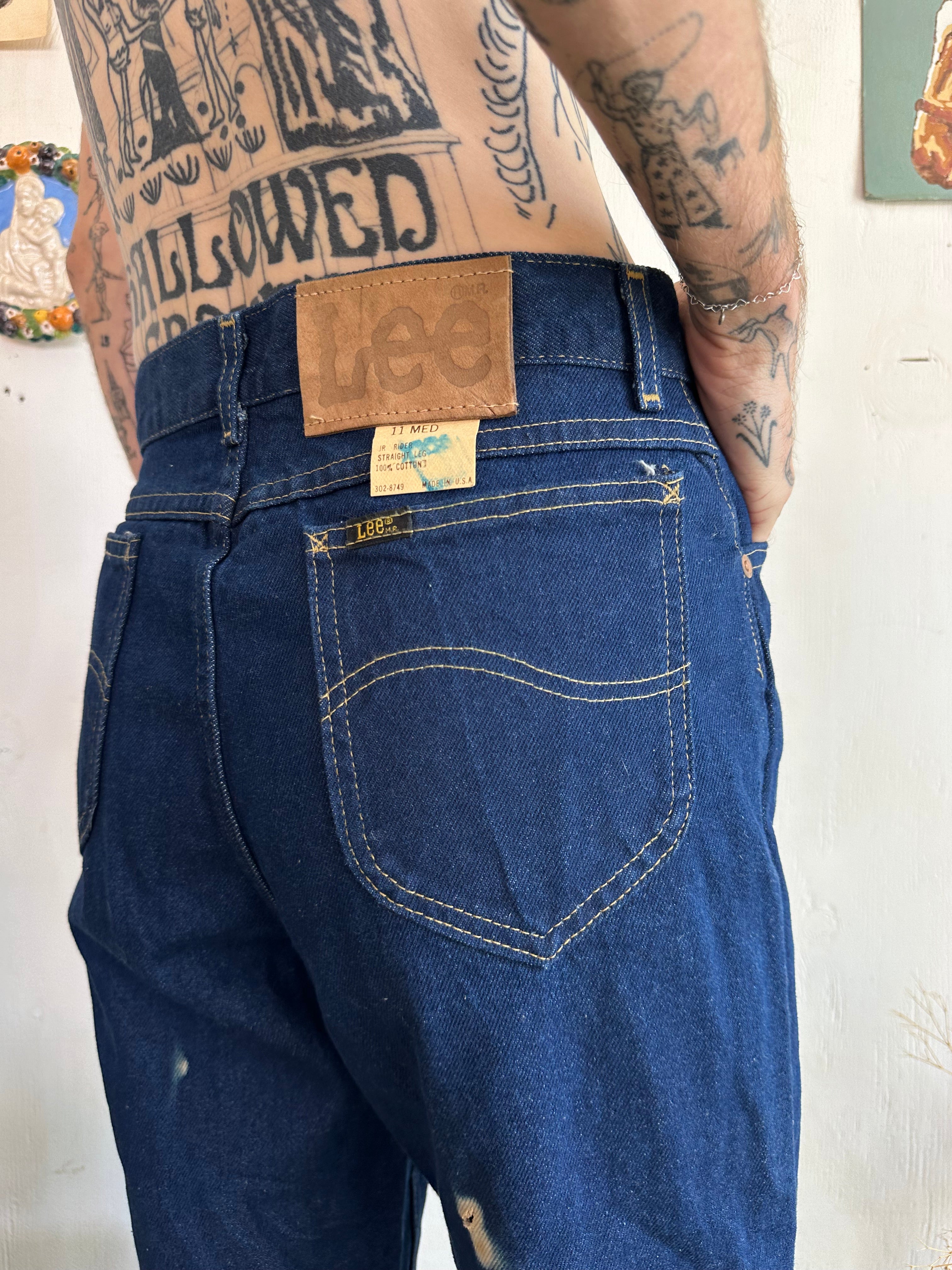 1970s Union Made Lee Dark Wash Straight Leg Denim (29/32)