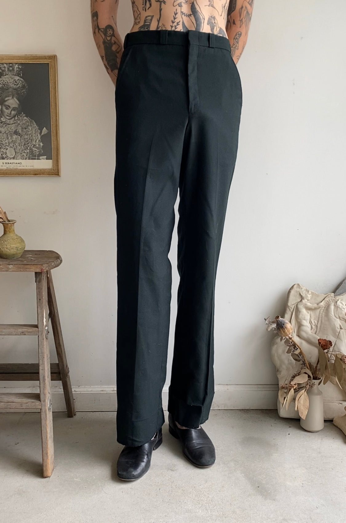 1970s Released Hem Dark Green Trousers (30 x 34)