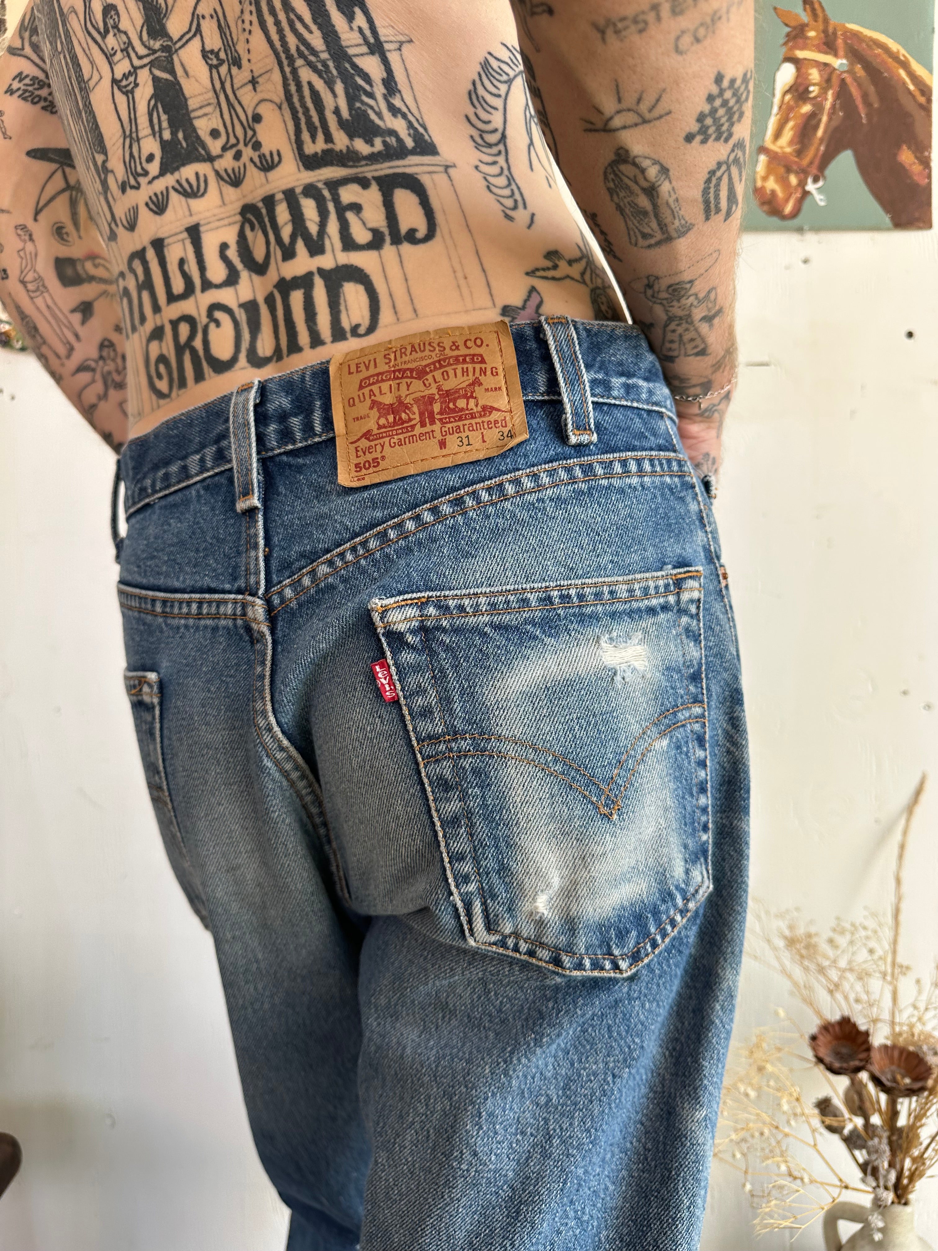 1990s Thrashed Levis 505s (30/30)