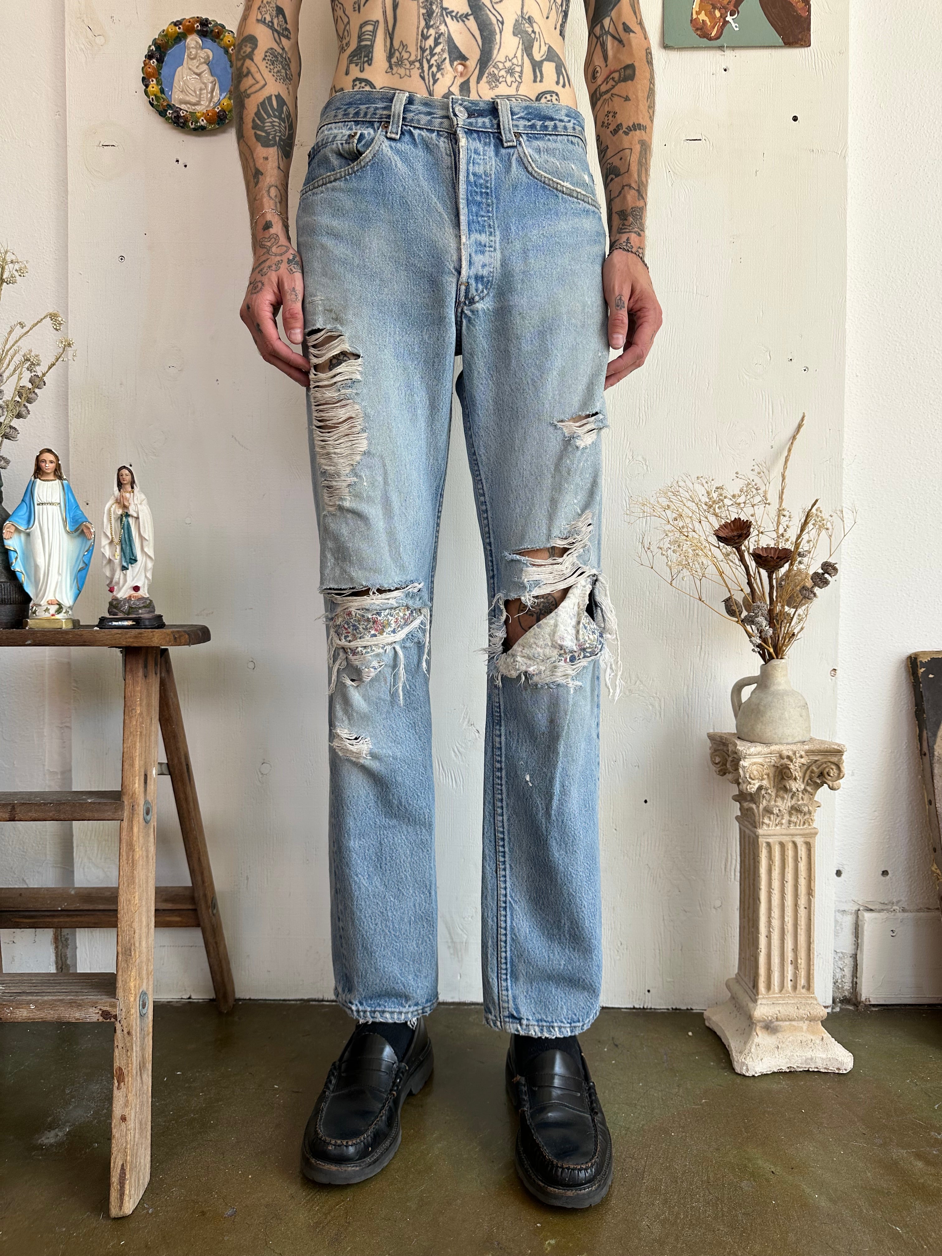 1980s Thrashed and Patched Levis 501s (30/31)