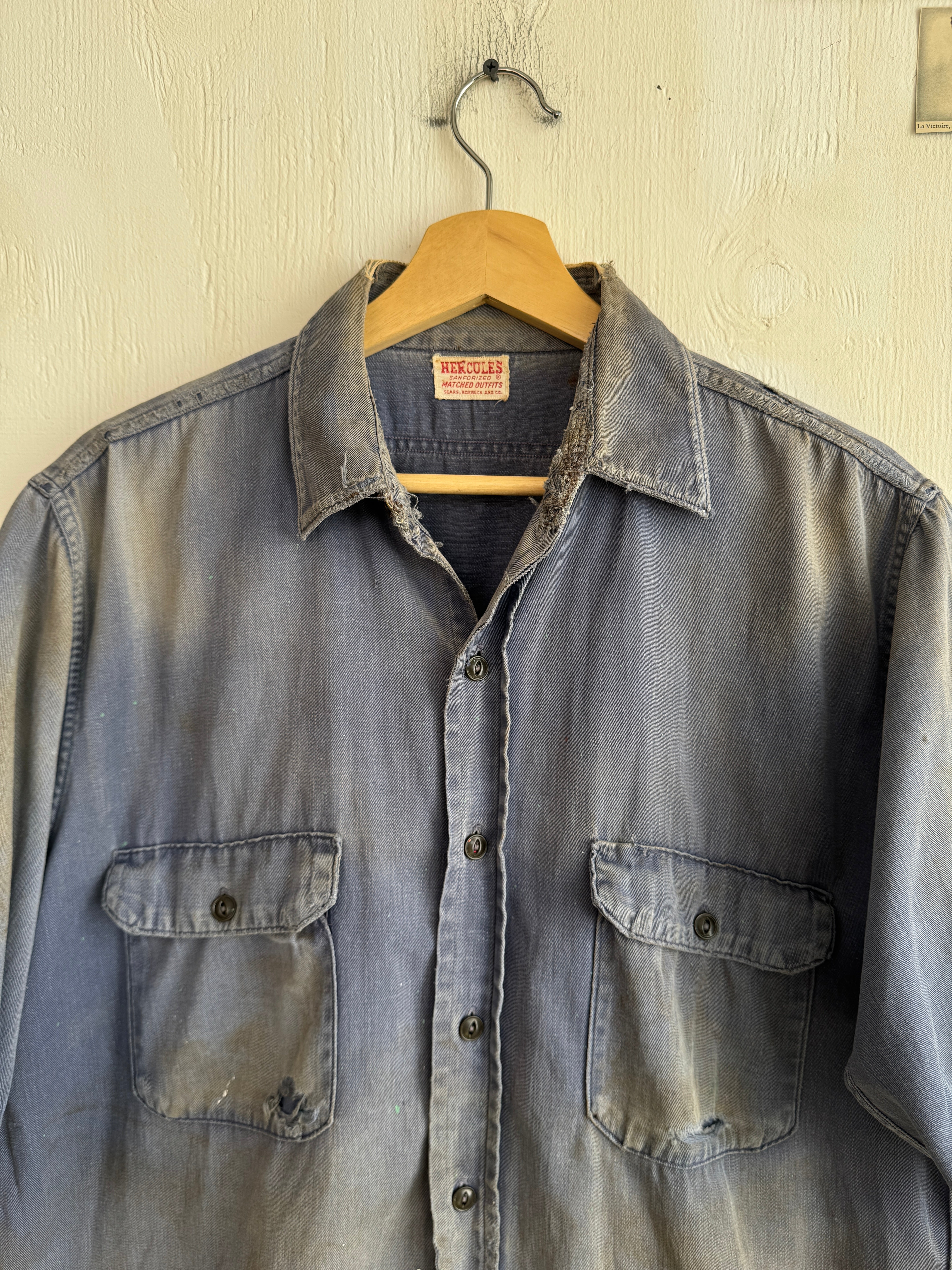 1940s Thrashed Hercules Work Shirt (L/XL)