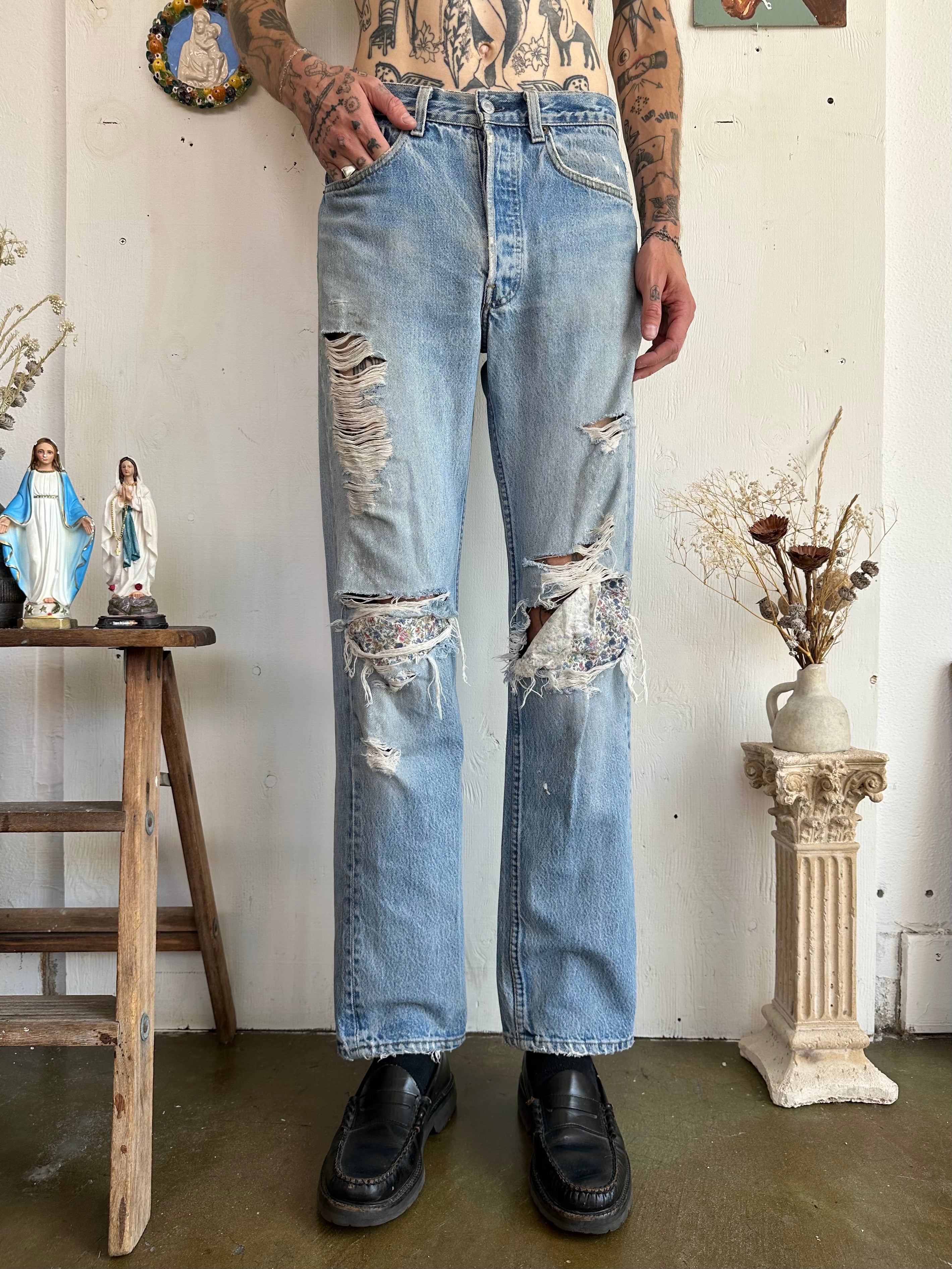 1980s Thrashed and Patched Levis 501s (30/31)