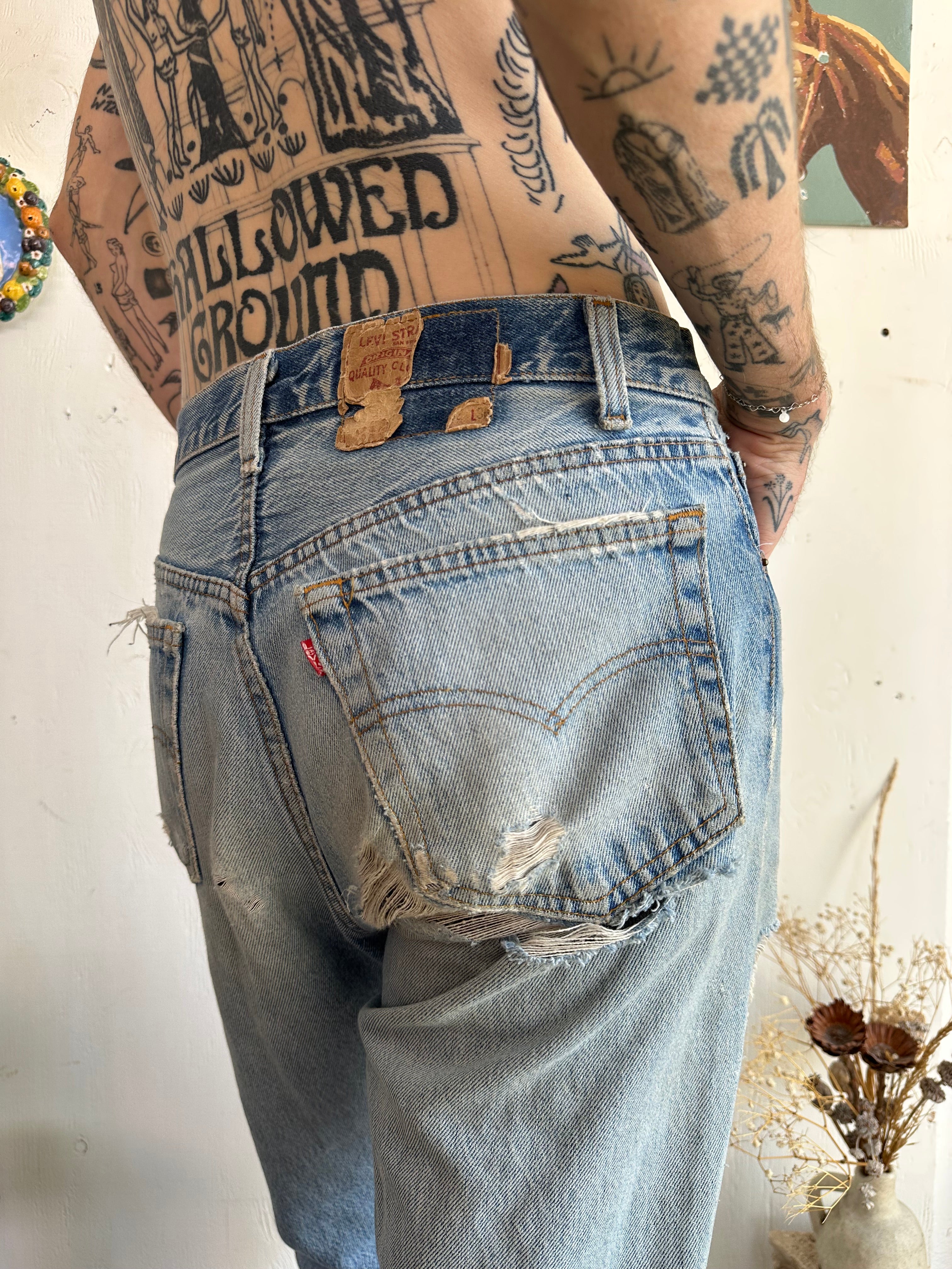 1980s Thrashed and Patched Levis 501s (30/31)