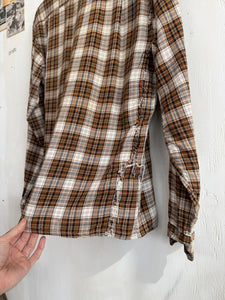 1960s Thrashed Rayon Plaid Camp-Collar shirt (Boxy L)