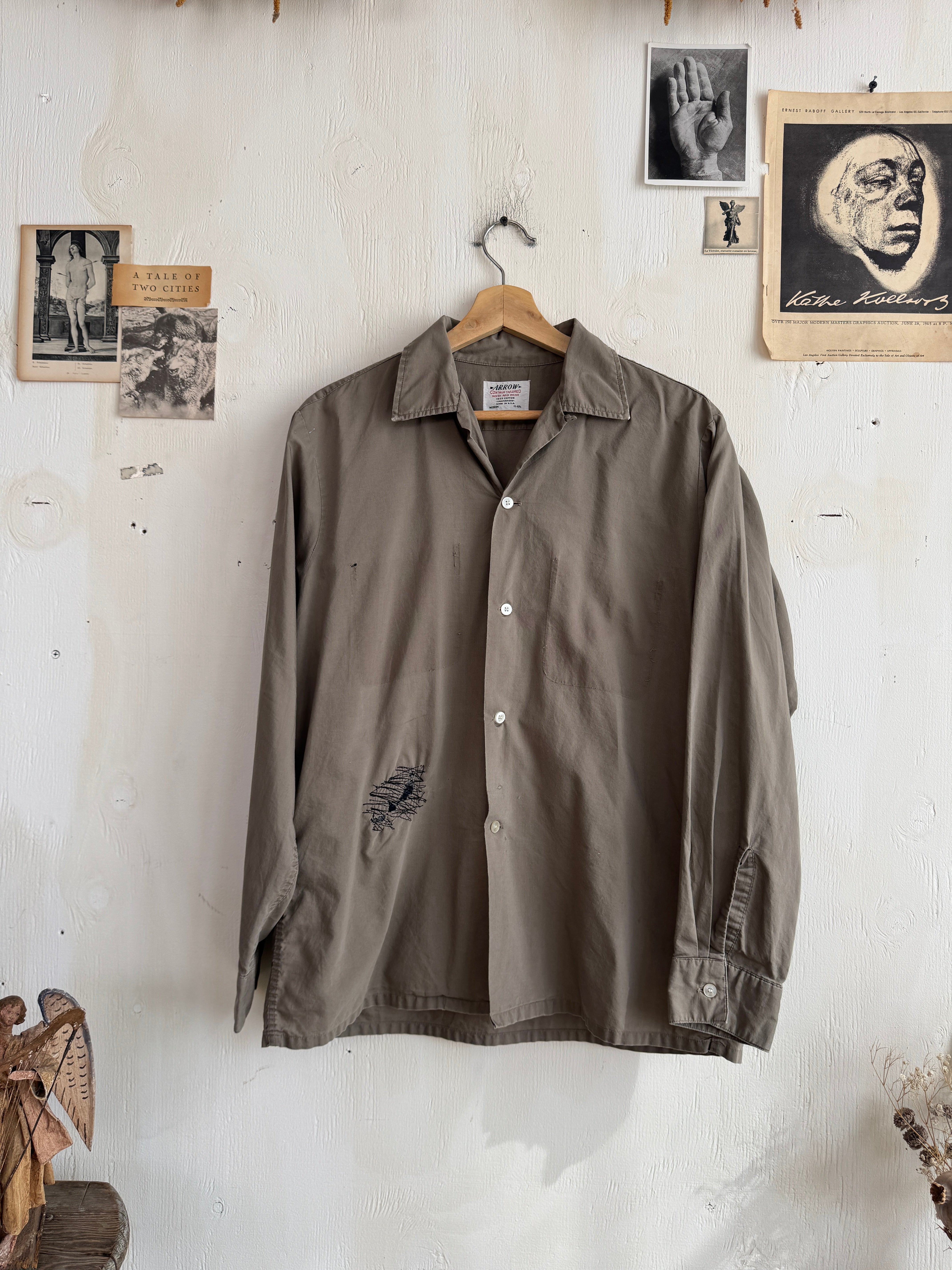 1950s Thrashed and Repaired Work Shirt (S/M)
