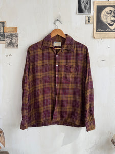 1970s Thrashed Rayon Plaid Shirt (Boxy M)