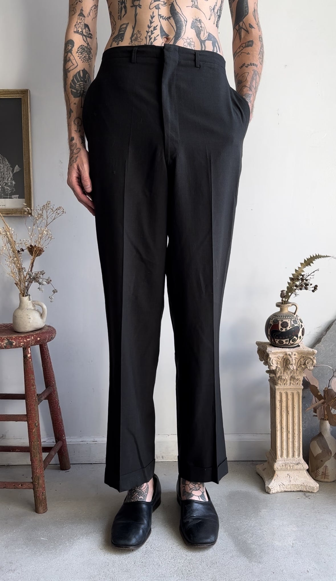 1950s Lightweight Black Trousers (30 x 31)