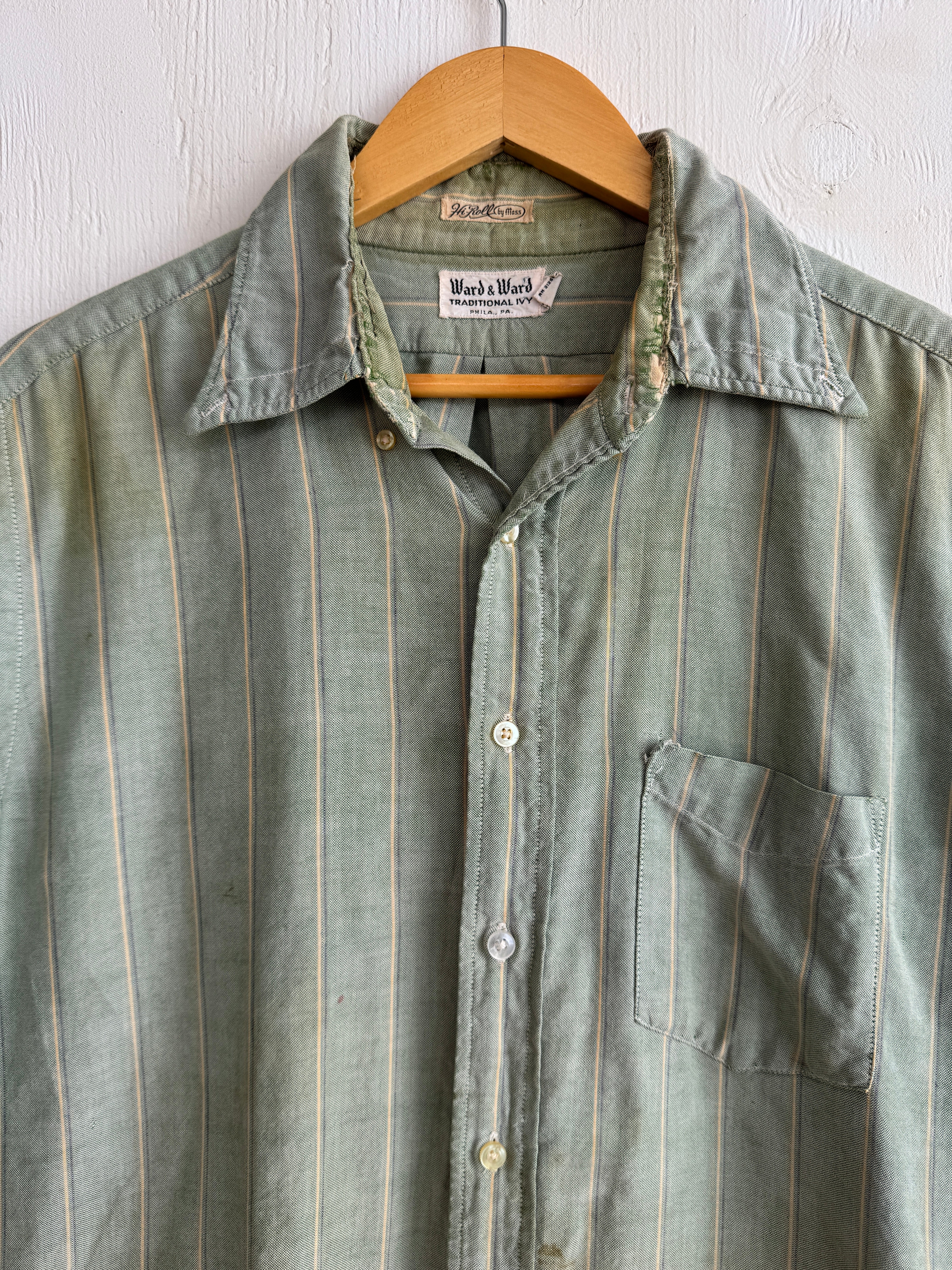 1940s Striped Button Up Shirt (Boxy L/XL)