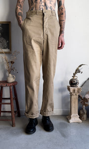 1940s Union Made Tan Anvil Work Pants (30 x 33)