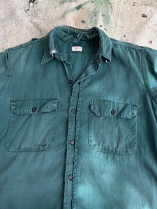 1960s Thrashed Cotton Button Up Work Shirt (L/XL)