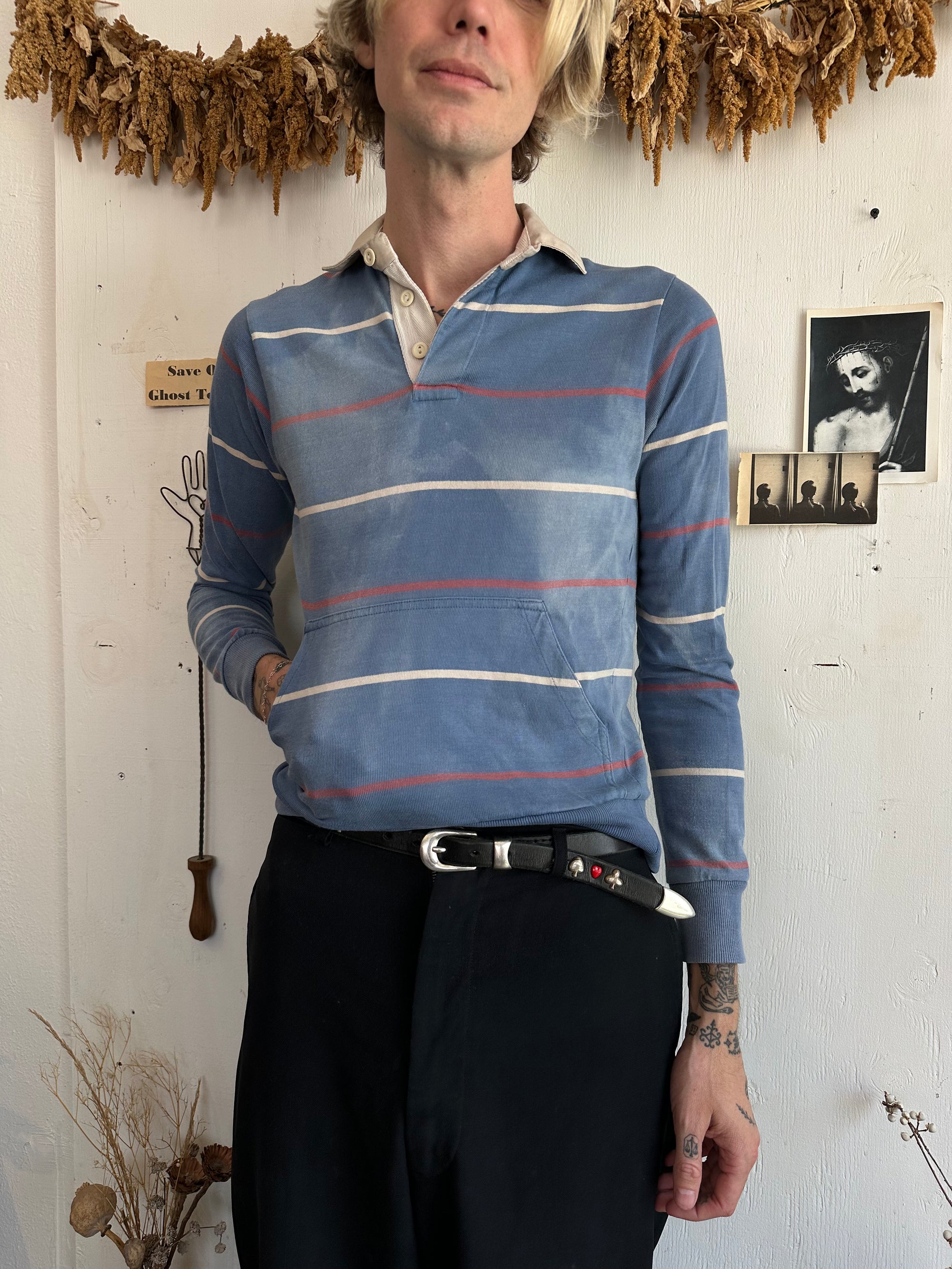 1960s Sunfaded Rugby Pocket Long Sleeve