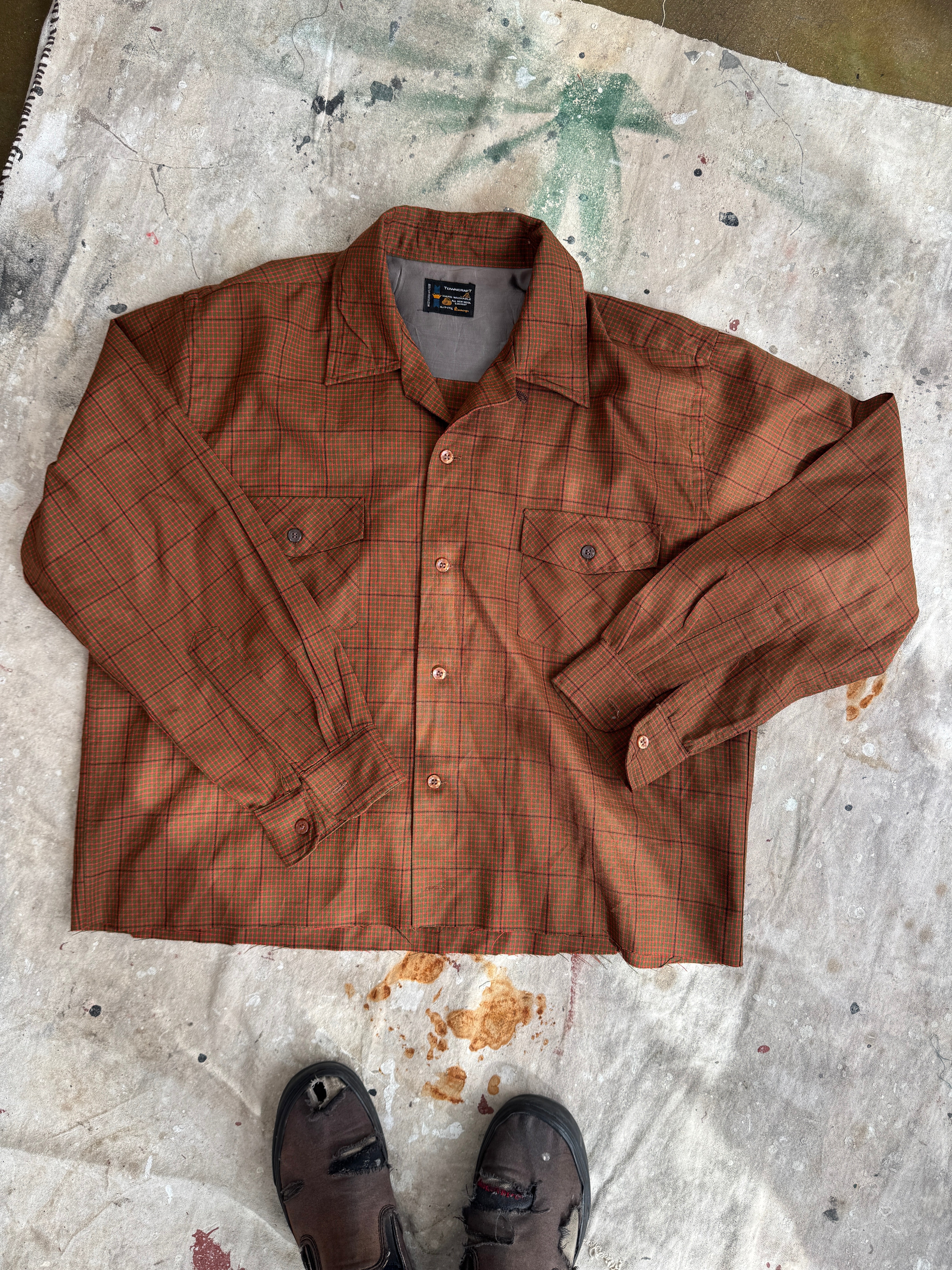 1980s Made in Japan Plaid Camp-Collar Button Up Shirt (Boxy XL)