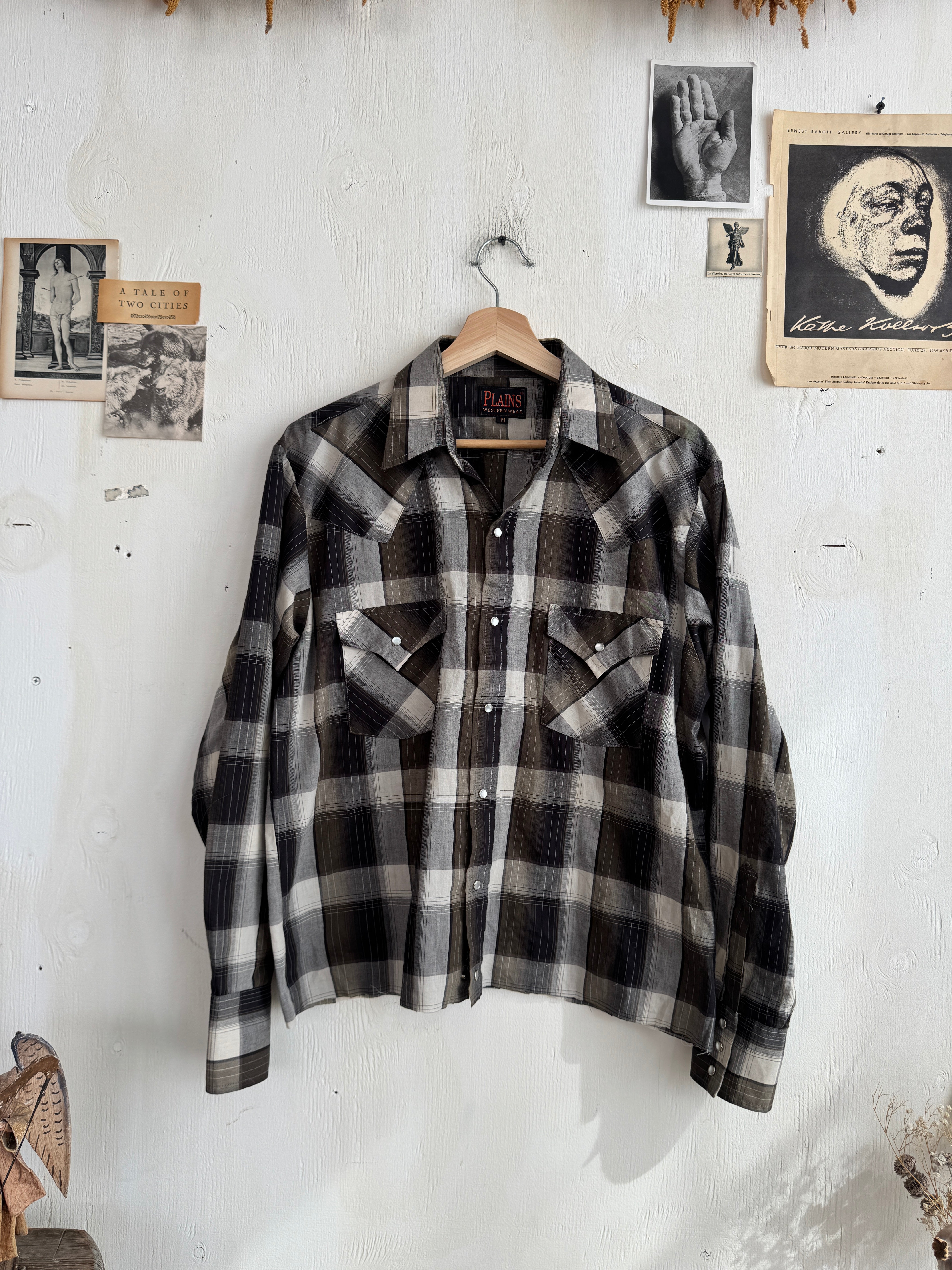 1990s Plaid Western Shirt (Boxy M/L)