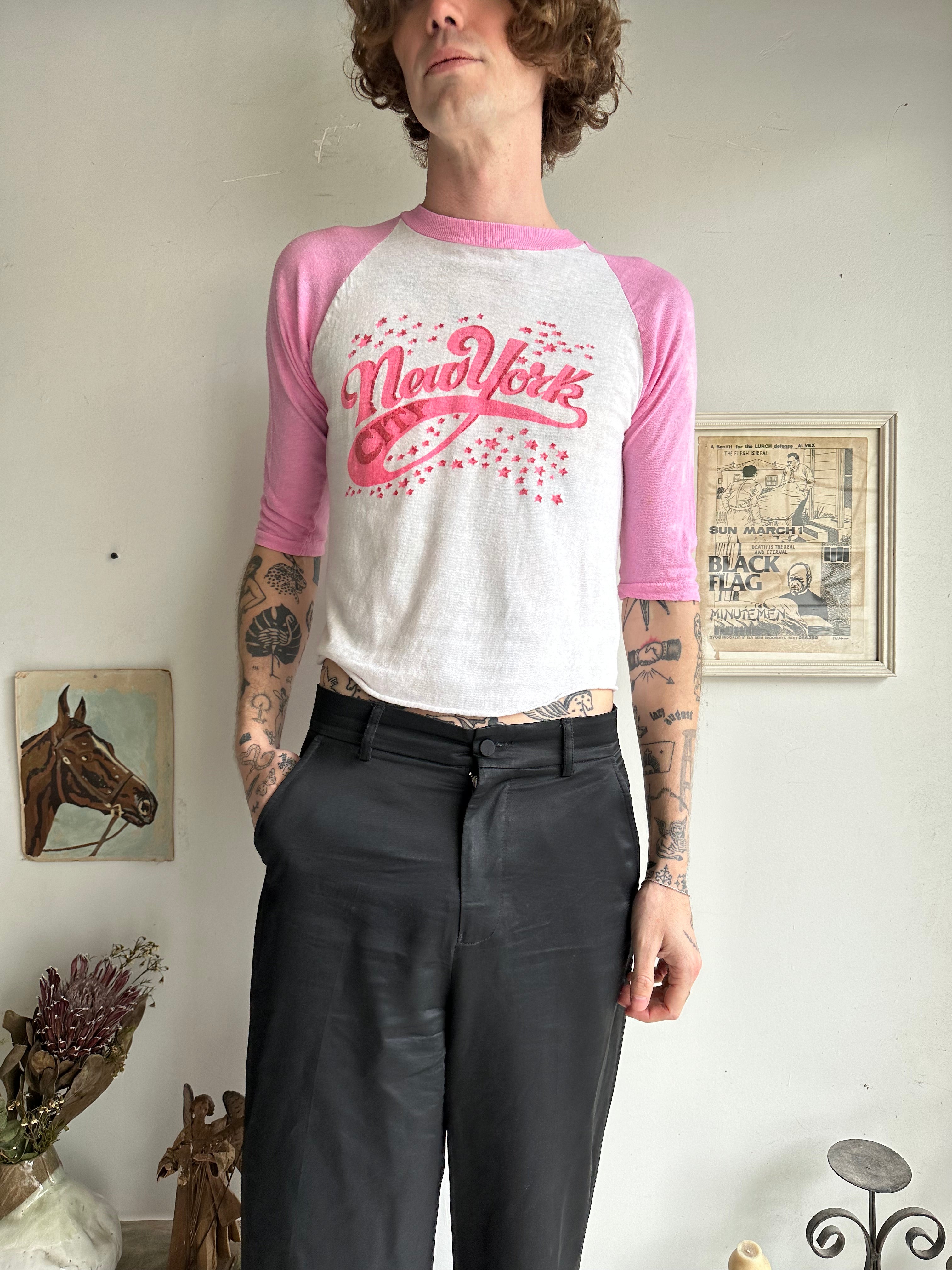 1980s Pink NYC Baseball Tee (S)