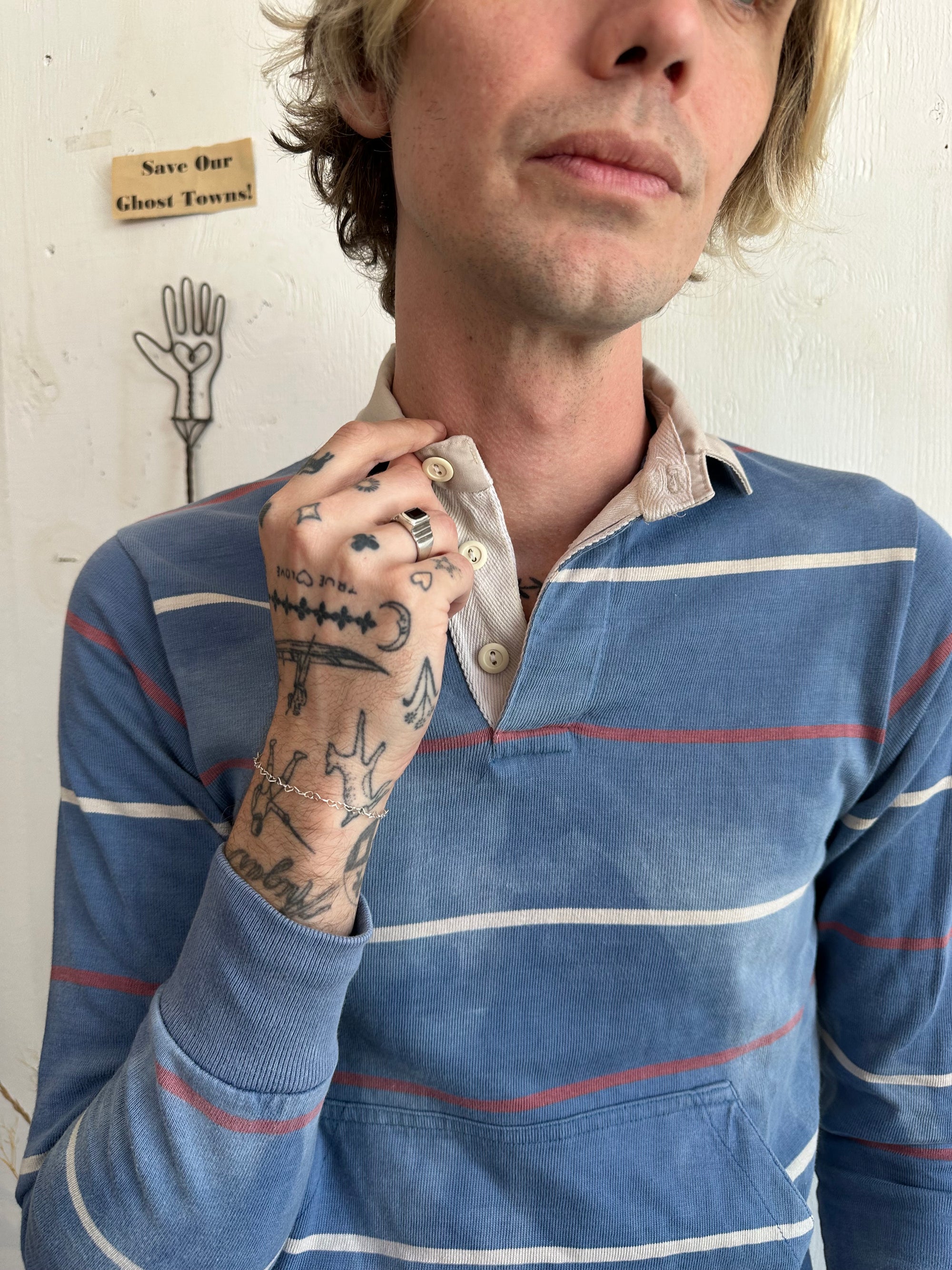 1960s Sunfaded Rugby Pocket Long Sleeve
