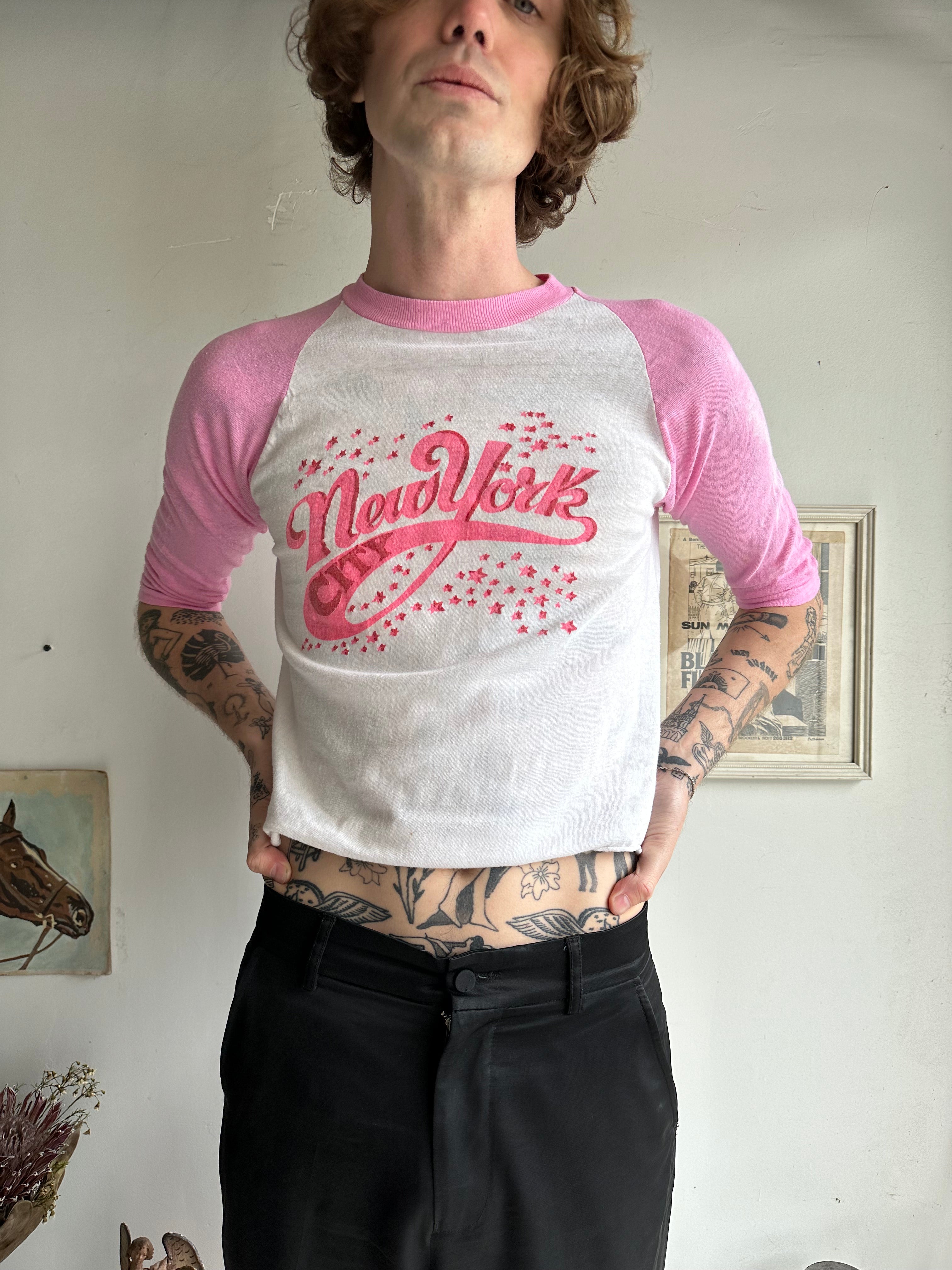 1980s Pink NYC Baseball Tee (S)