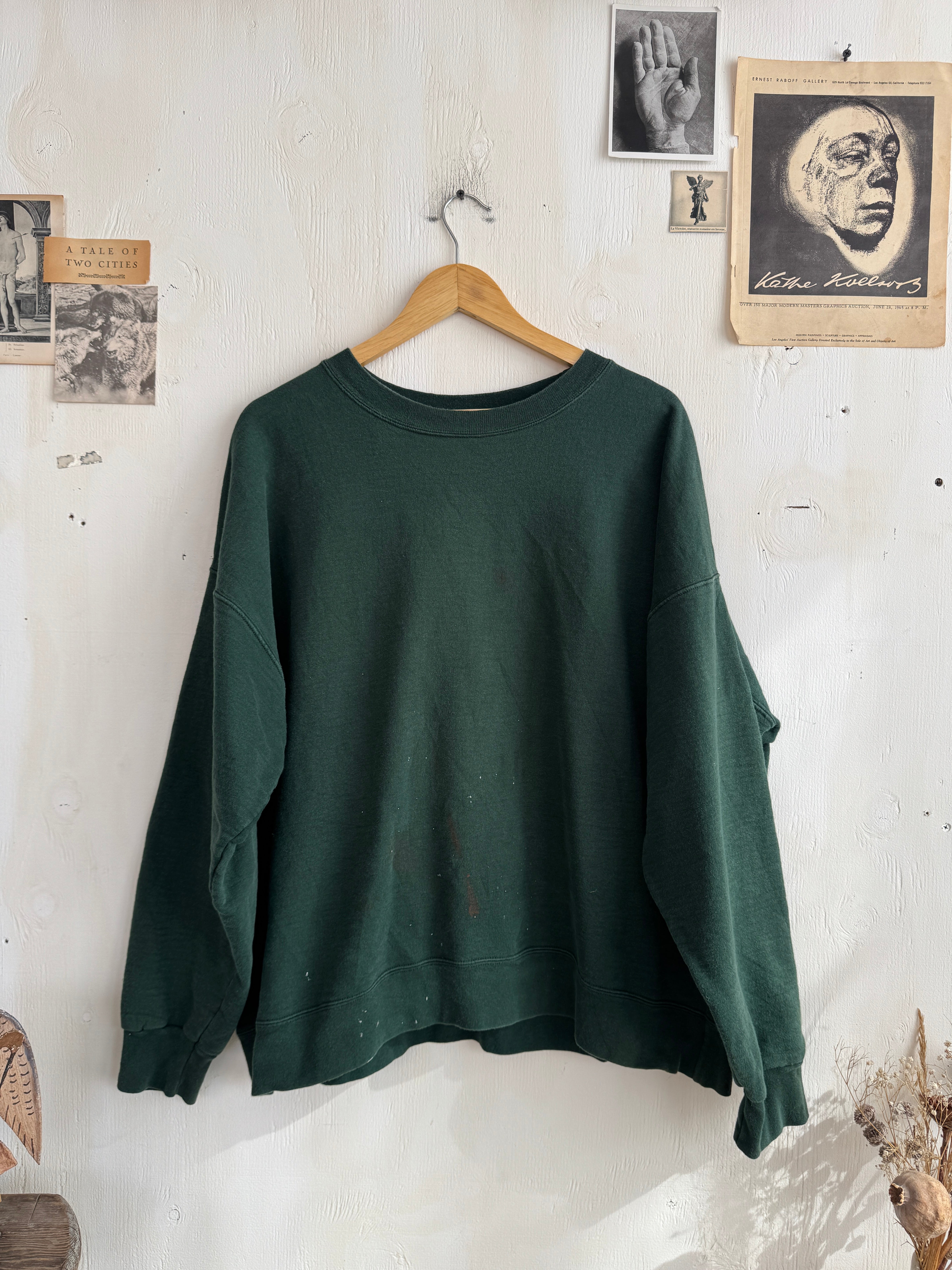 1990s Well-Worn Green Sweatshirt (Boxy XL/XXL)