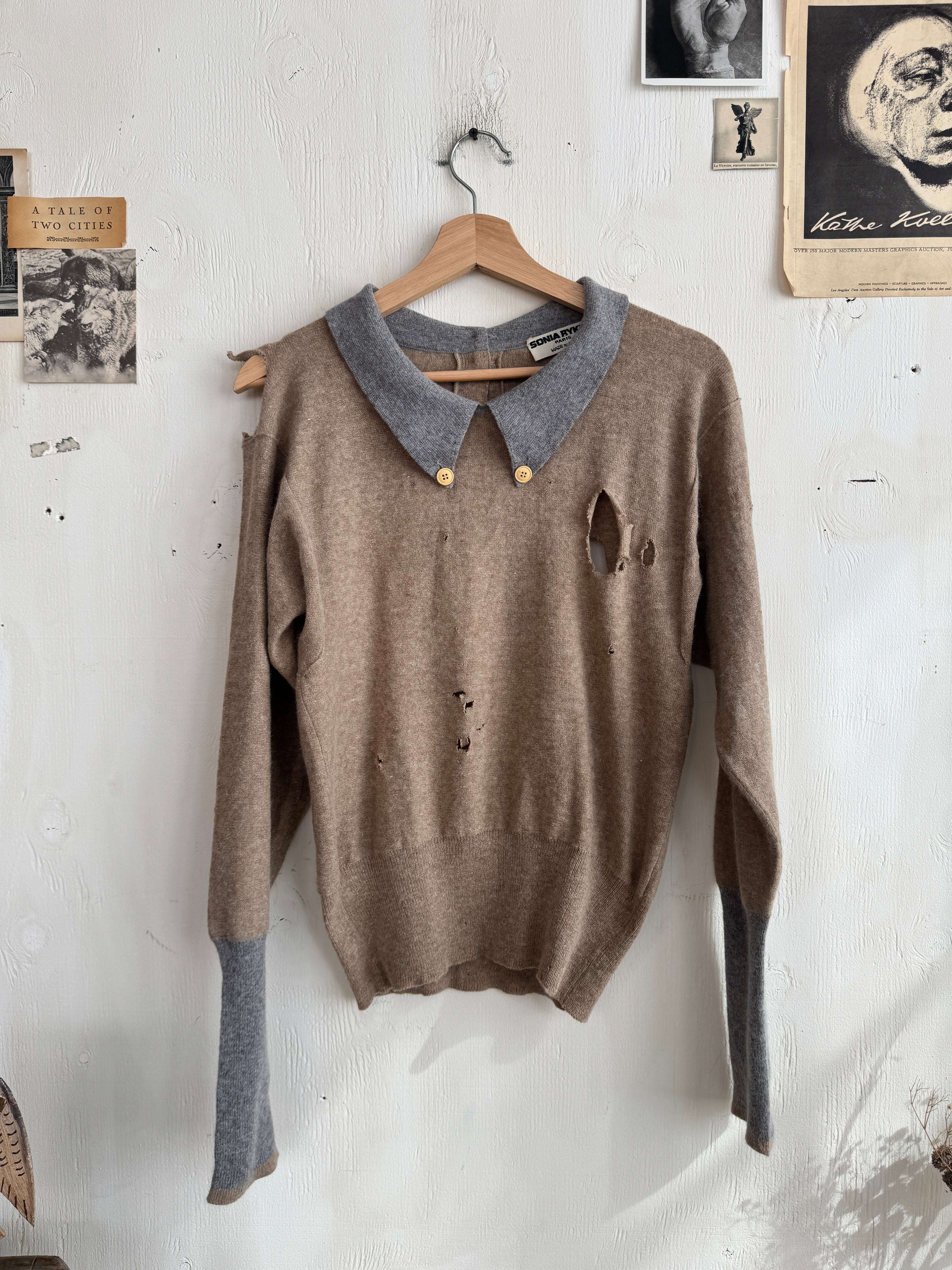1970s Thrashed Button Down Sweater (S)