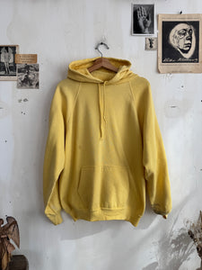 1980s Well-Worn Yellow Discus Hoodie (XL)