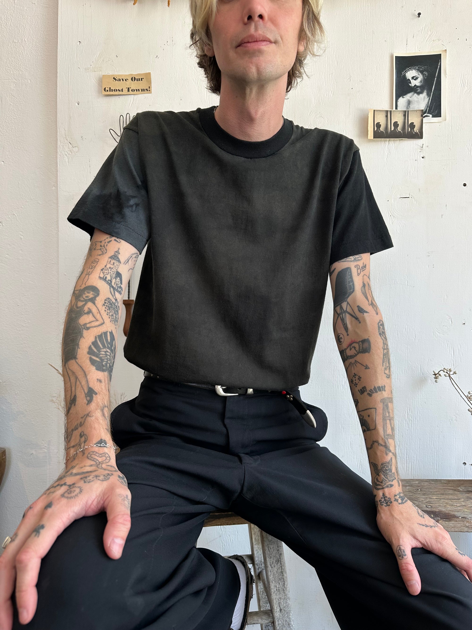 1970s Faded Two-Toned Black Blank