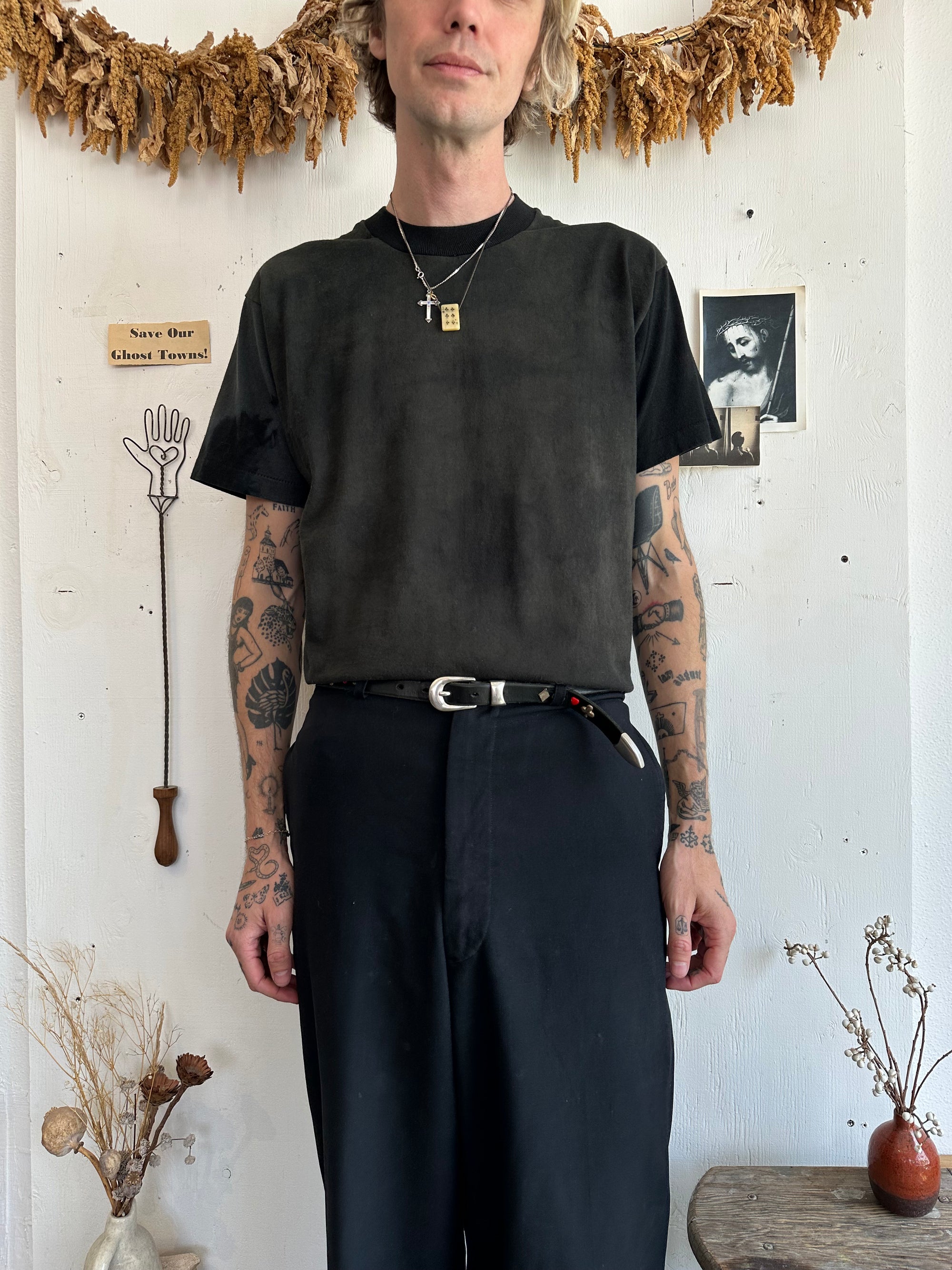 1970s Faded Two-Toned Black Blank