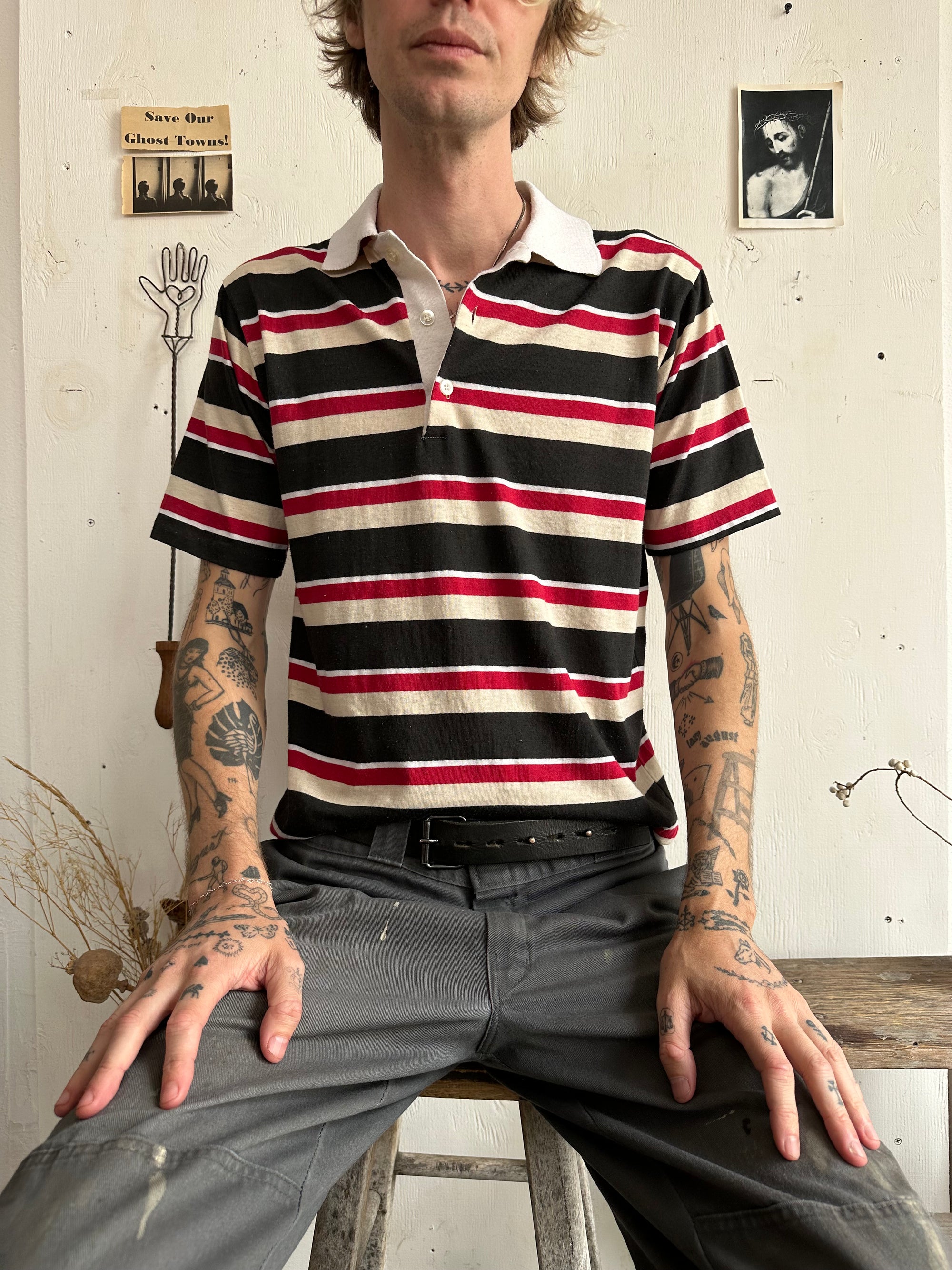 1980s Striped Polo Shirt