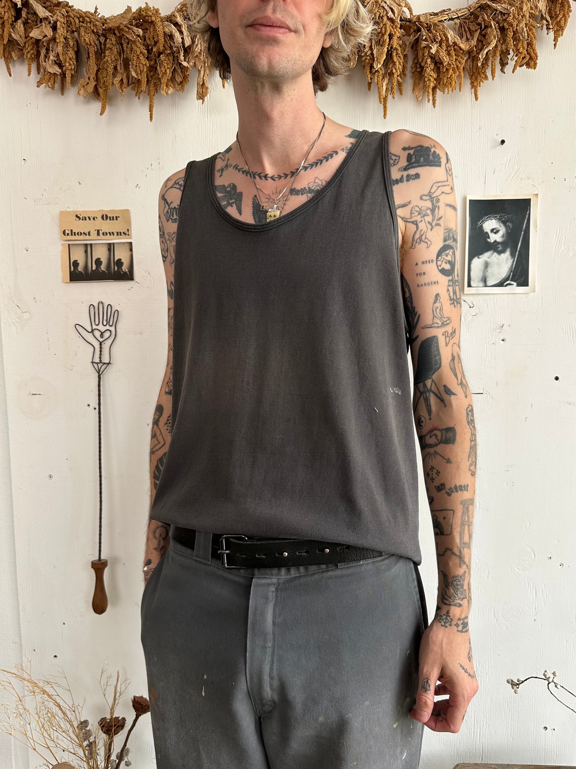 1990s Sunfaded Black Tank Top