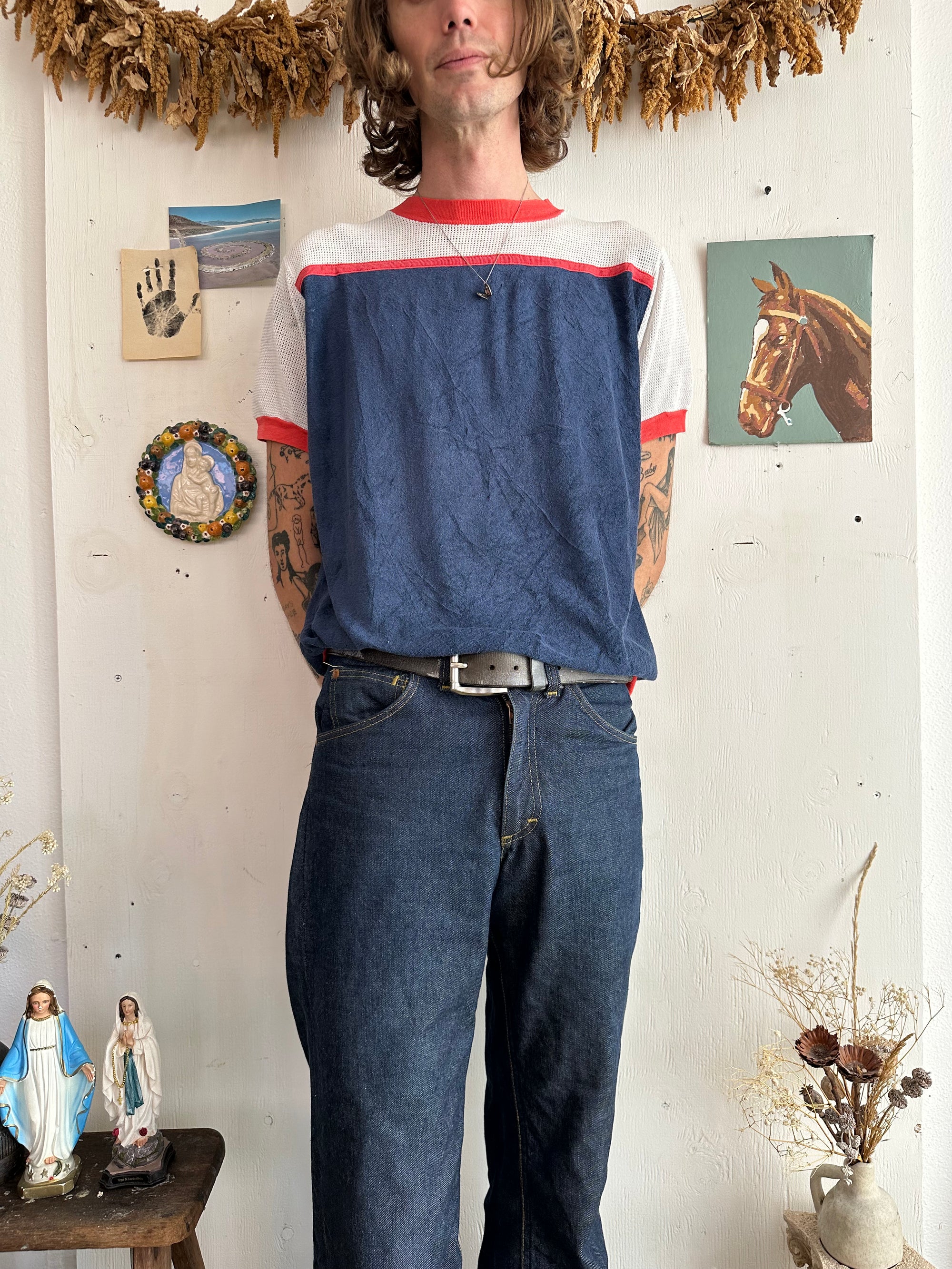 1980s Athletic Velour Tee (Boxy M)