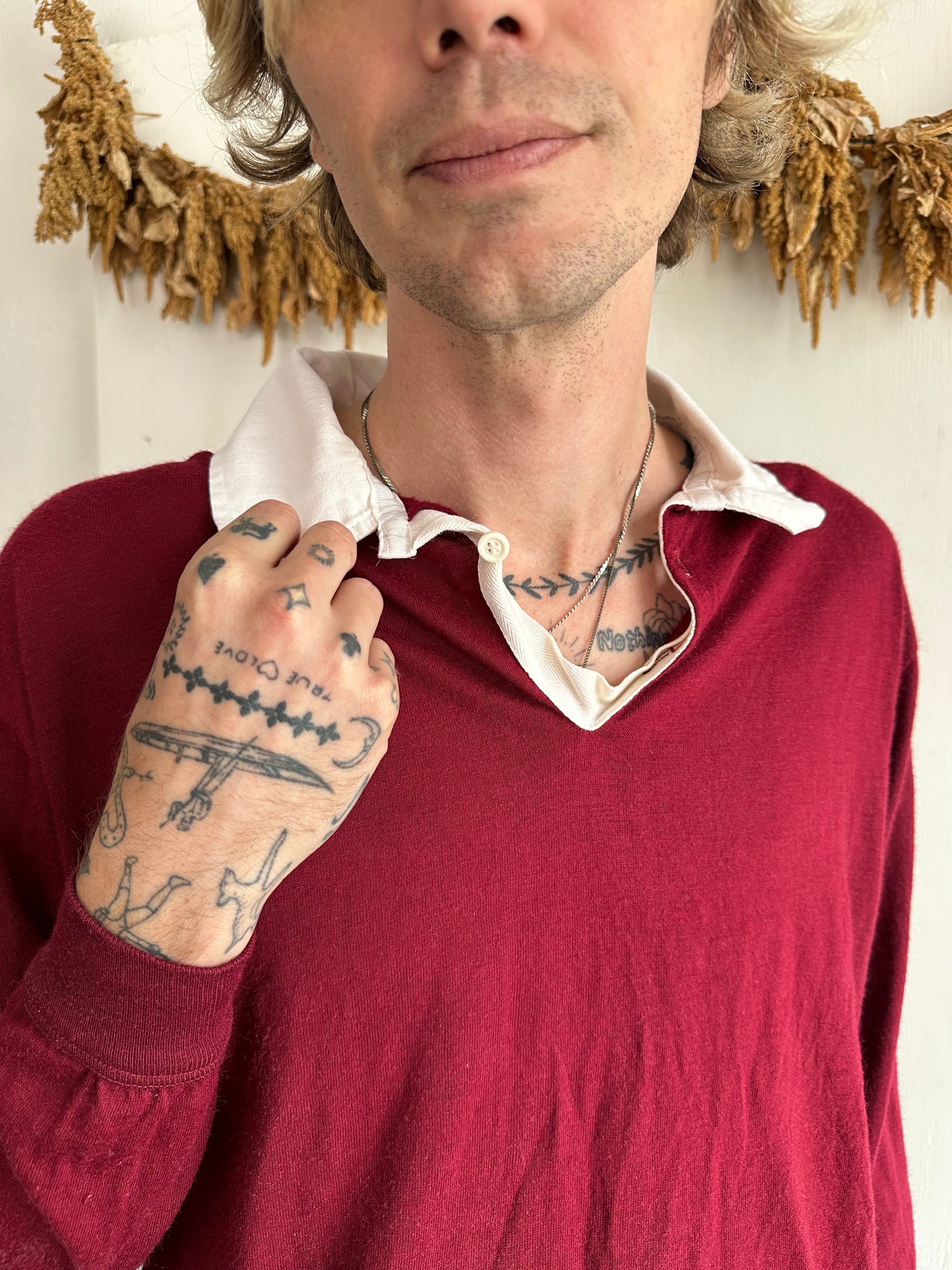 1980s Red Long Sleeve Polo