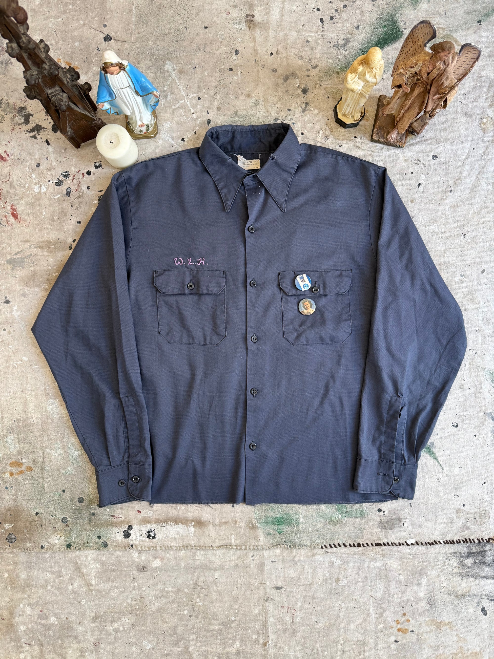 1970s Slate Blue Sears Work Shirt