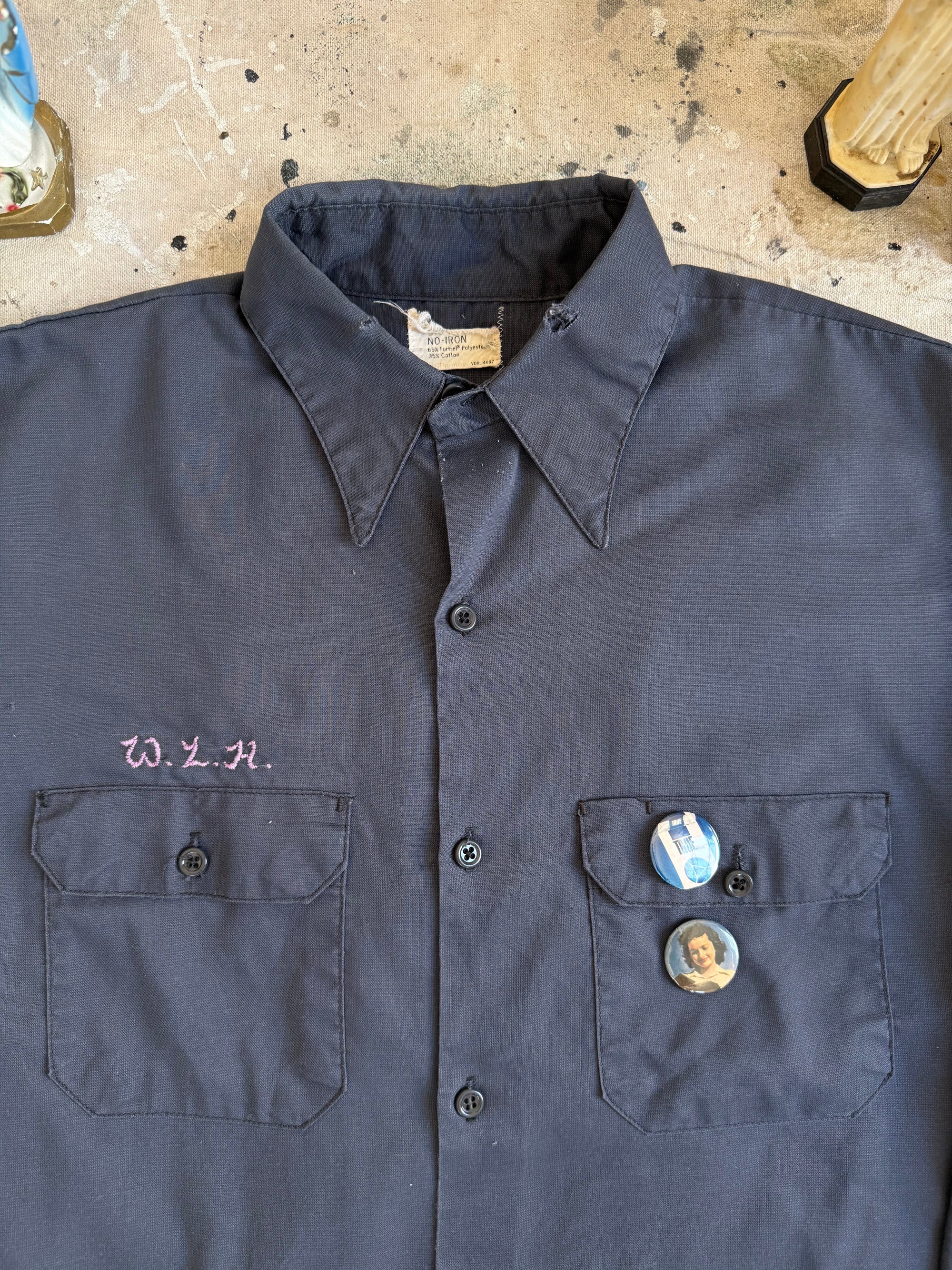 1970s Slate Blue Sears Work Shirt