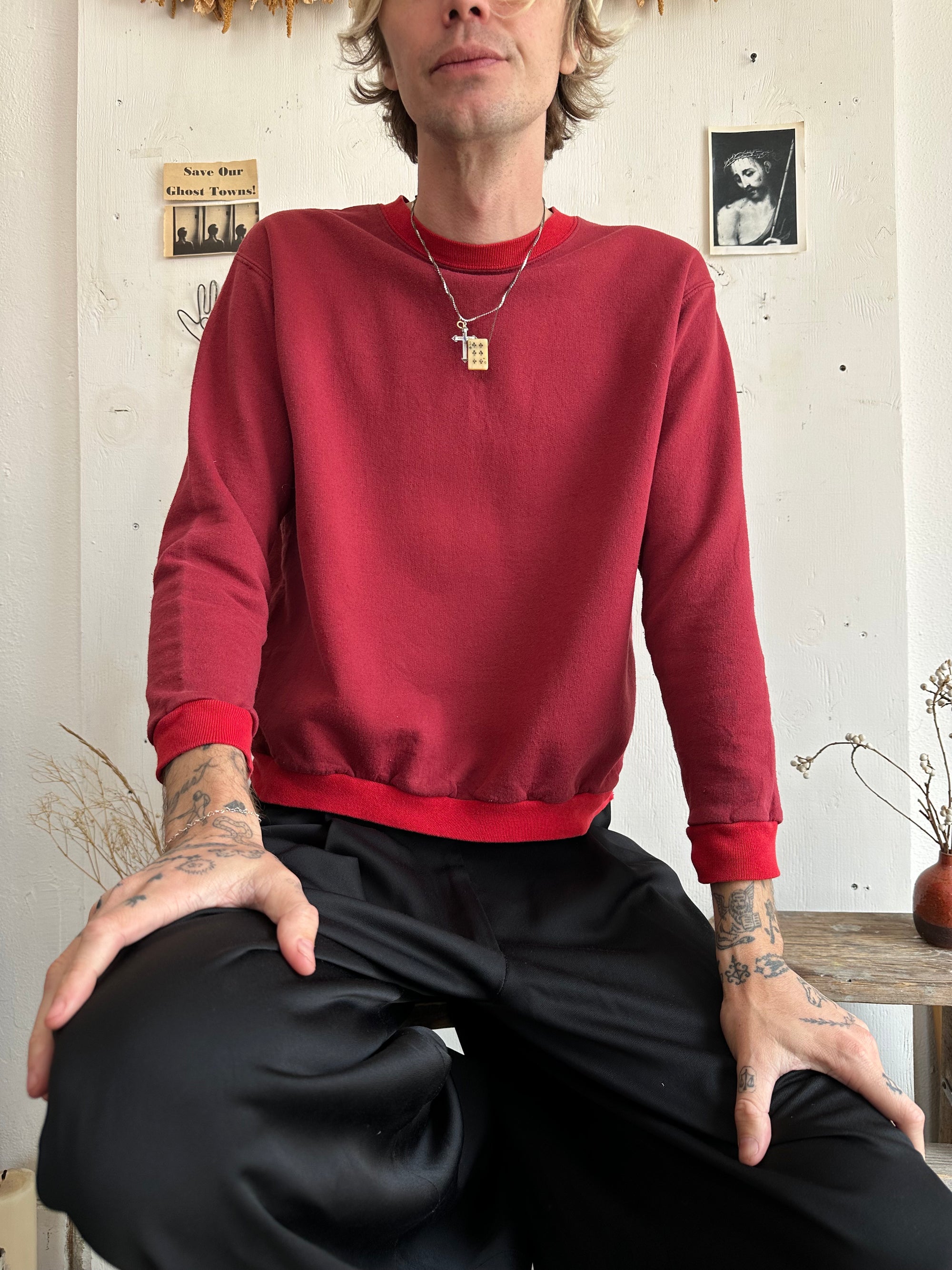 1980s Two-Toned Red Sweatshirt