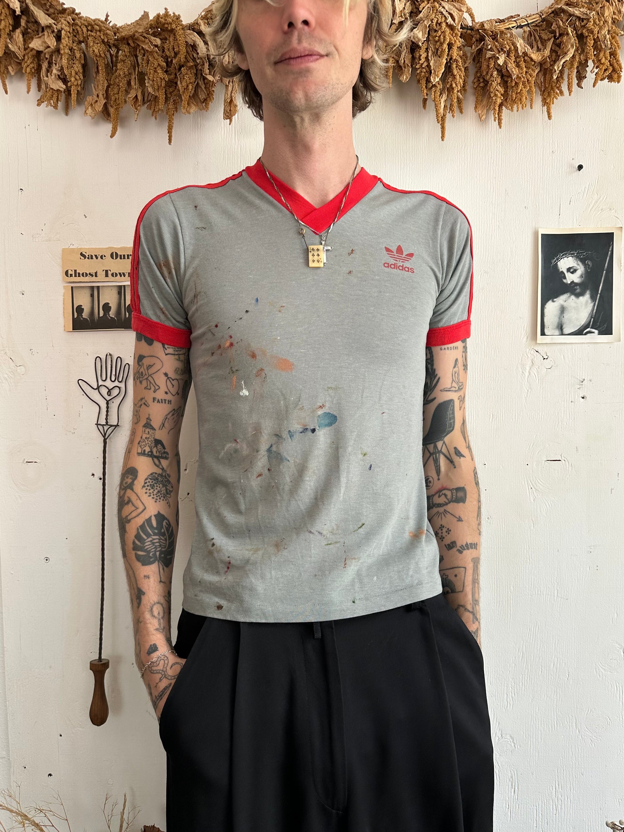 1980s Paint Splatted Adidas Athletic Tee