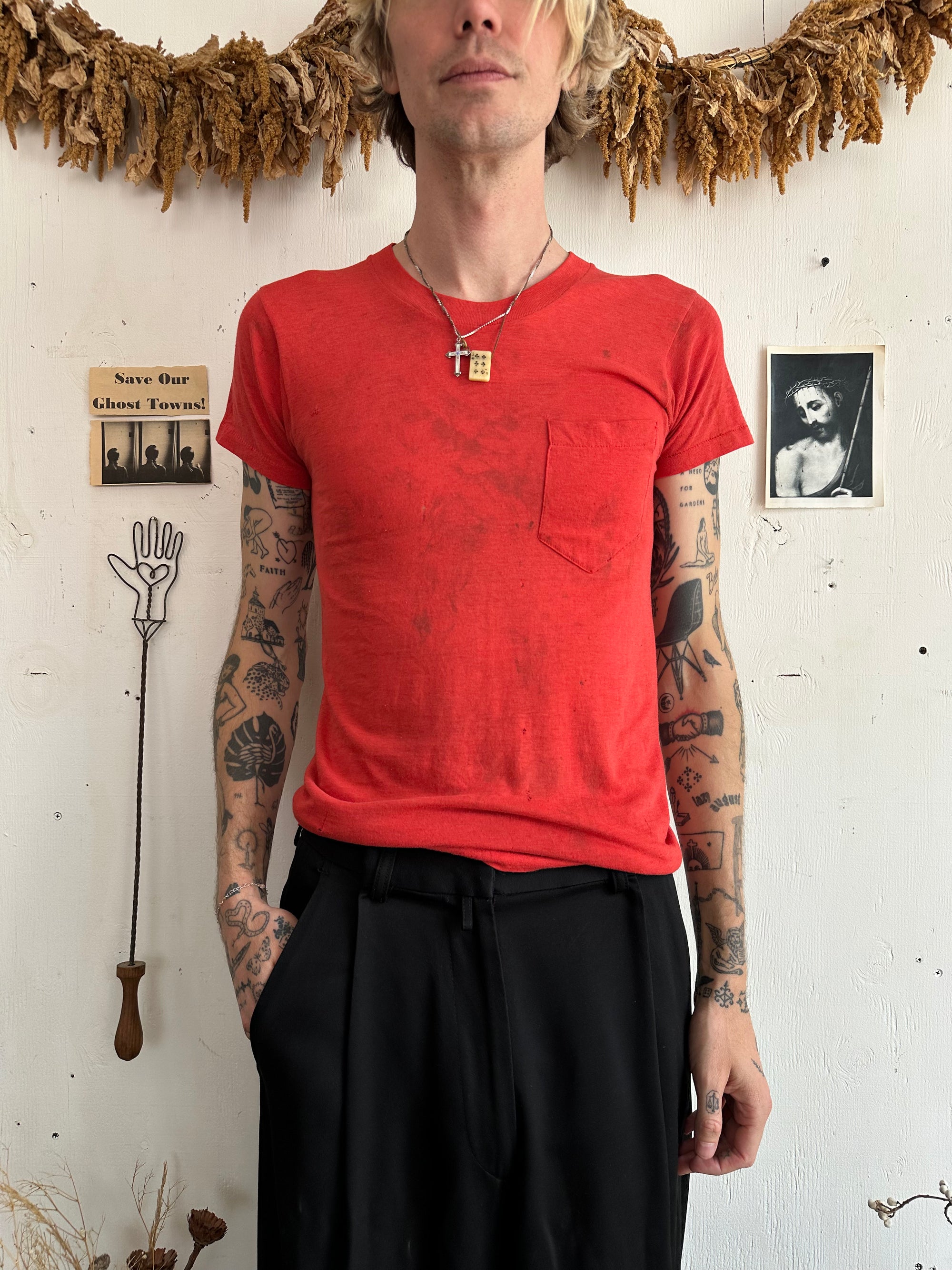 1980s Well Worn Red Pocket Tee