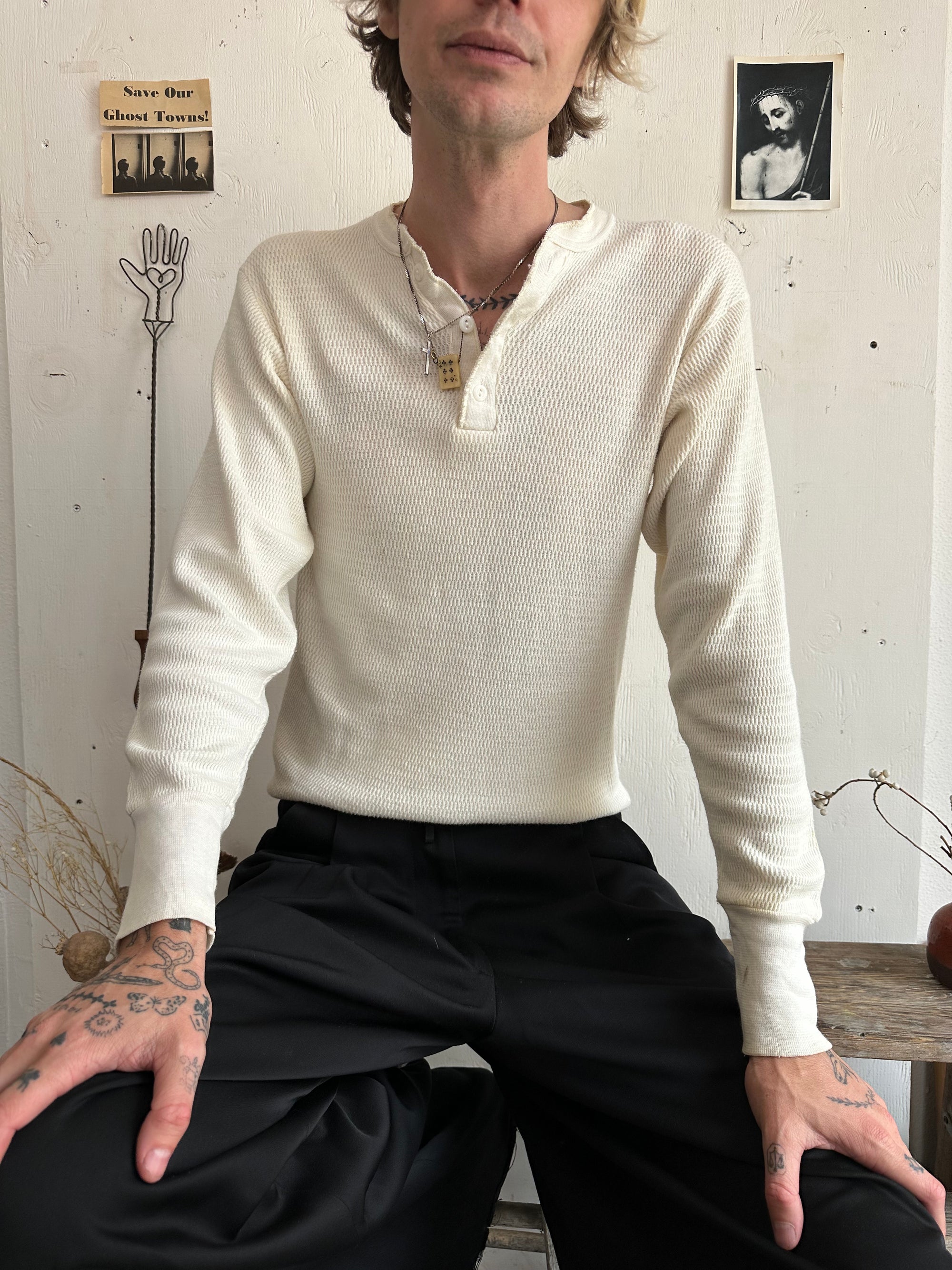1970s Well Worn Thermal Henley