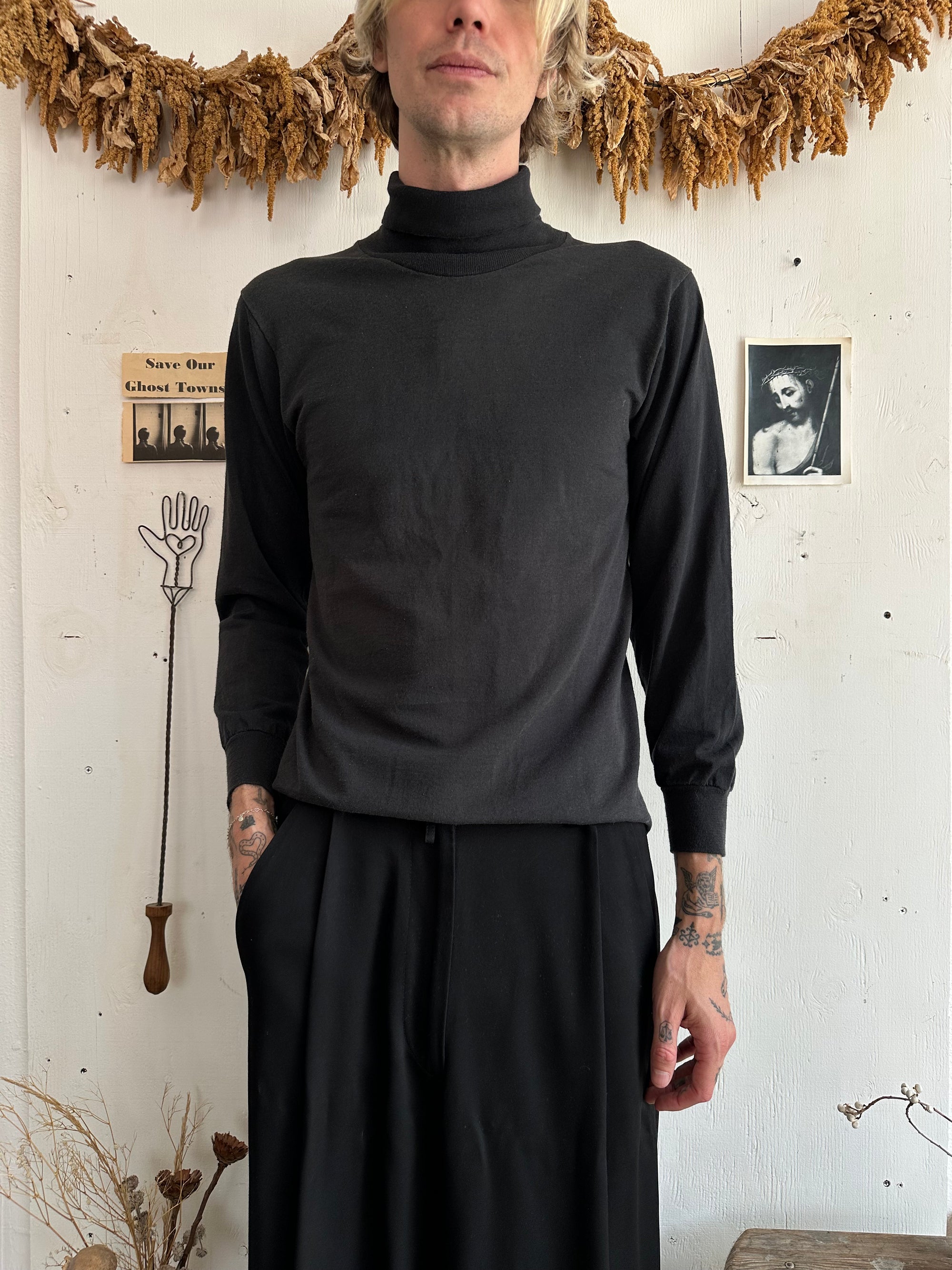 1980s Faded Black Turtleneck
