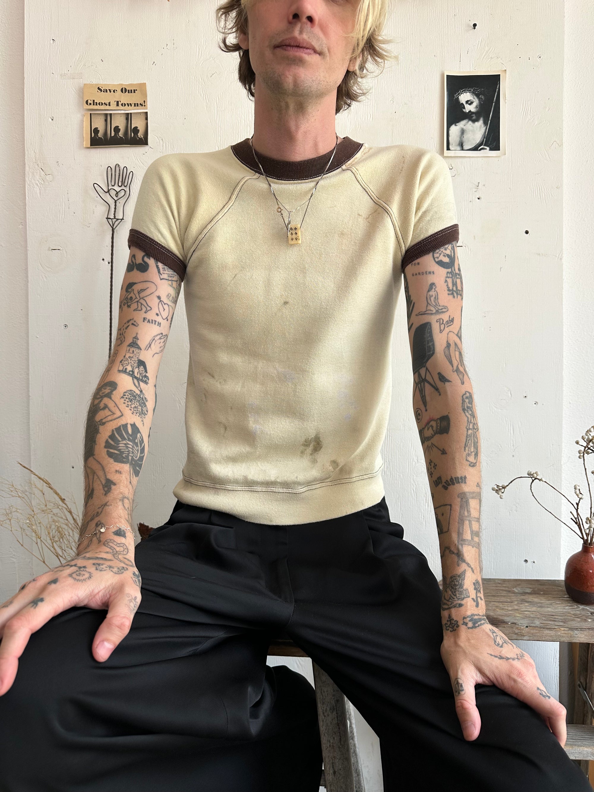 1970s Stained Short Sleeve Sweatshirt