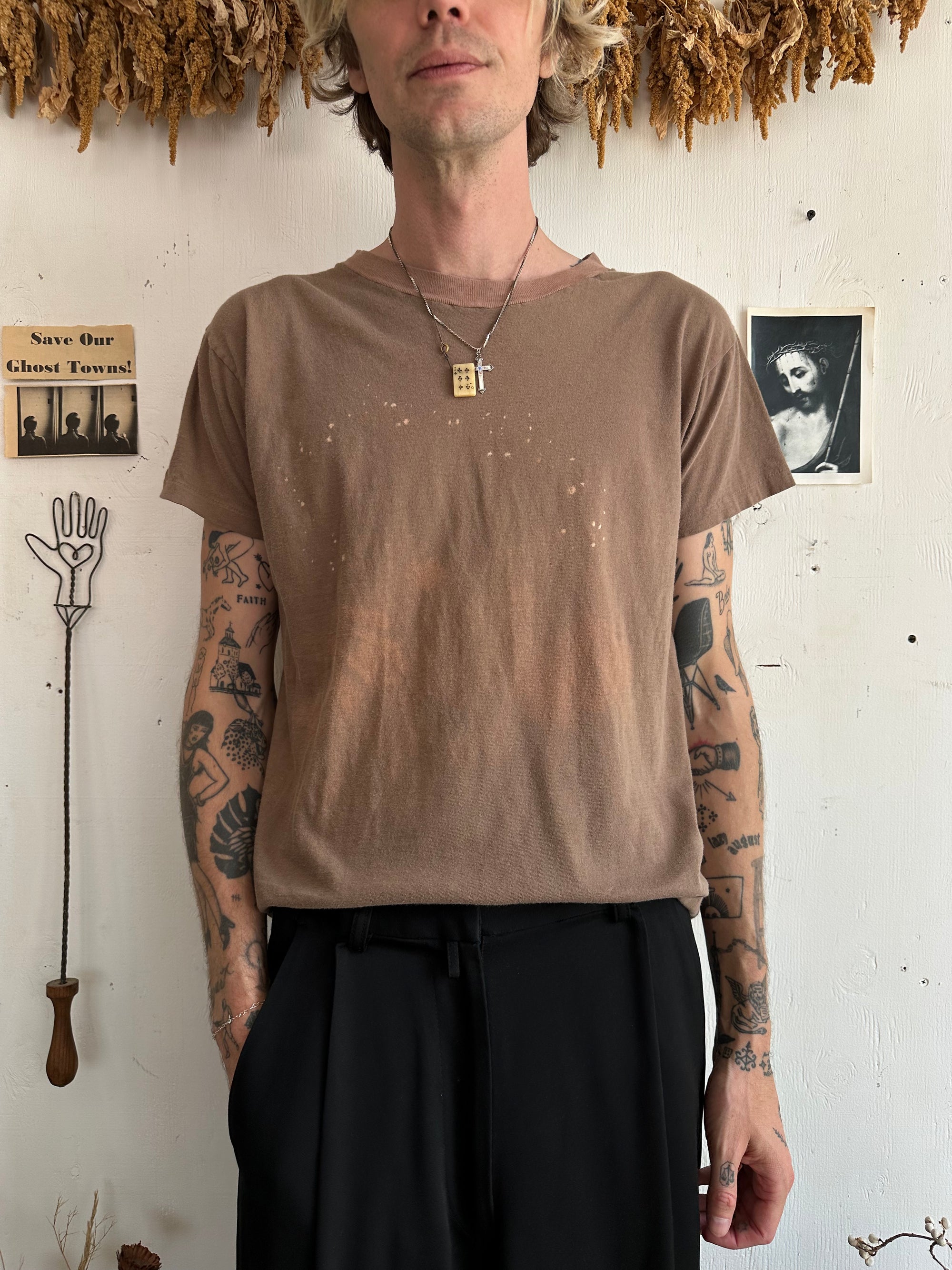 1970s Well Worn Two-Tone Brown Blank