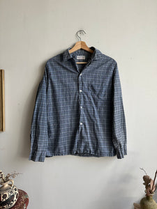 1960s Blue Plaid Button-Up (M)